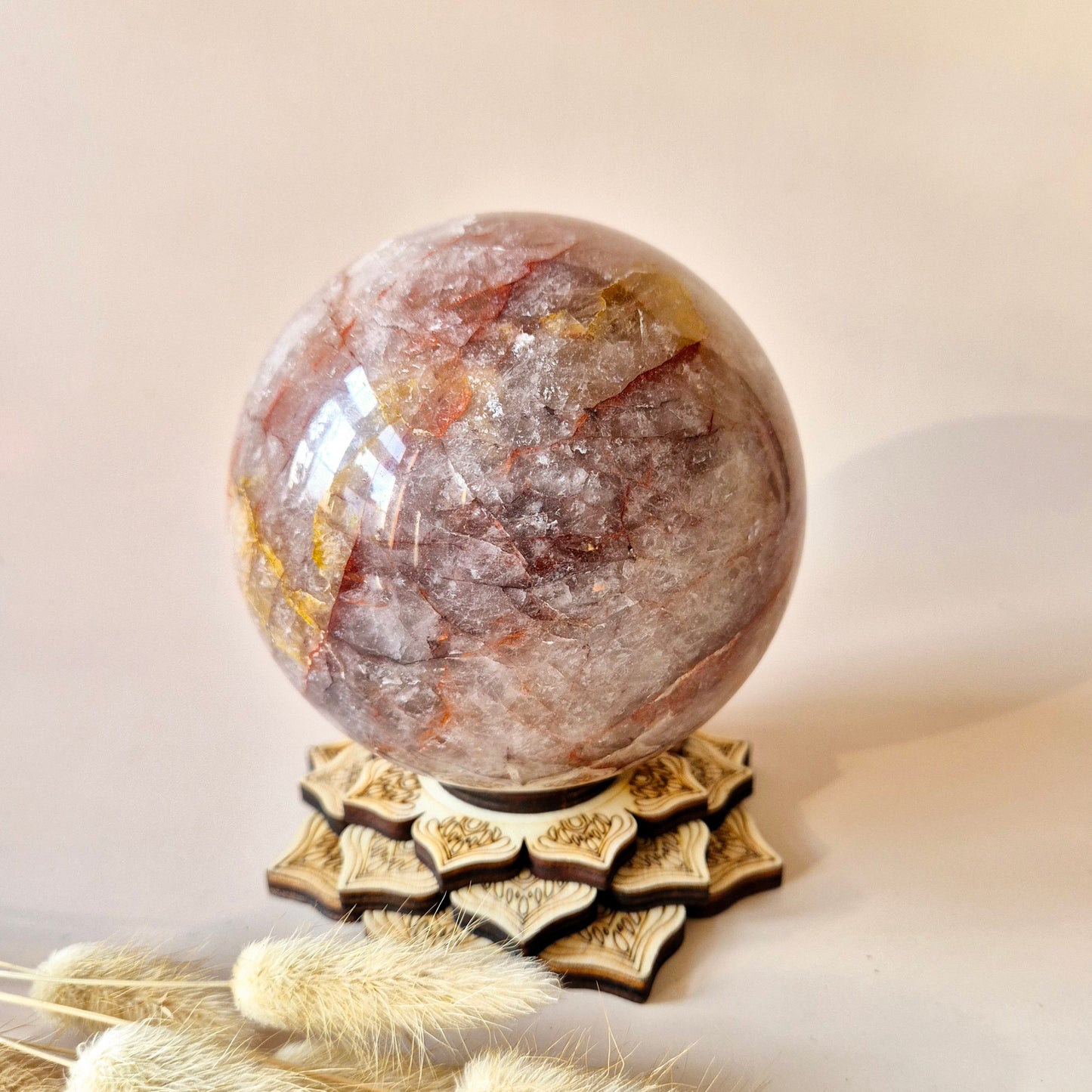 XXL Fire Quartz Crystal Ball – 13-14 cm (3259 grams) Statement piece Hematoid Quartz Sphere