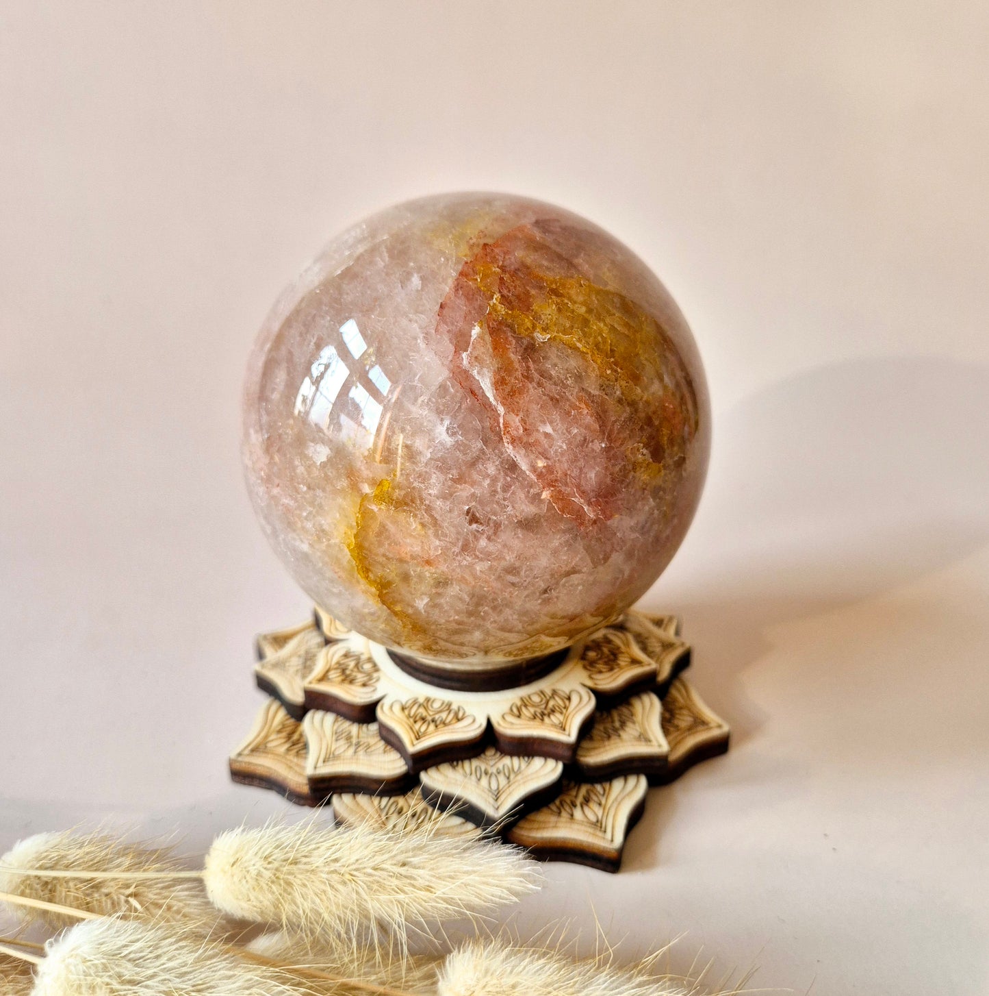XXL Fire Quartz Crystal Ball – 13-14 cm (3259 grams) Statement piece Hematoid Quartz Sphere