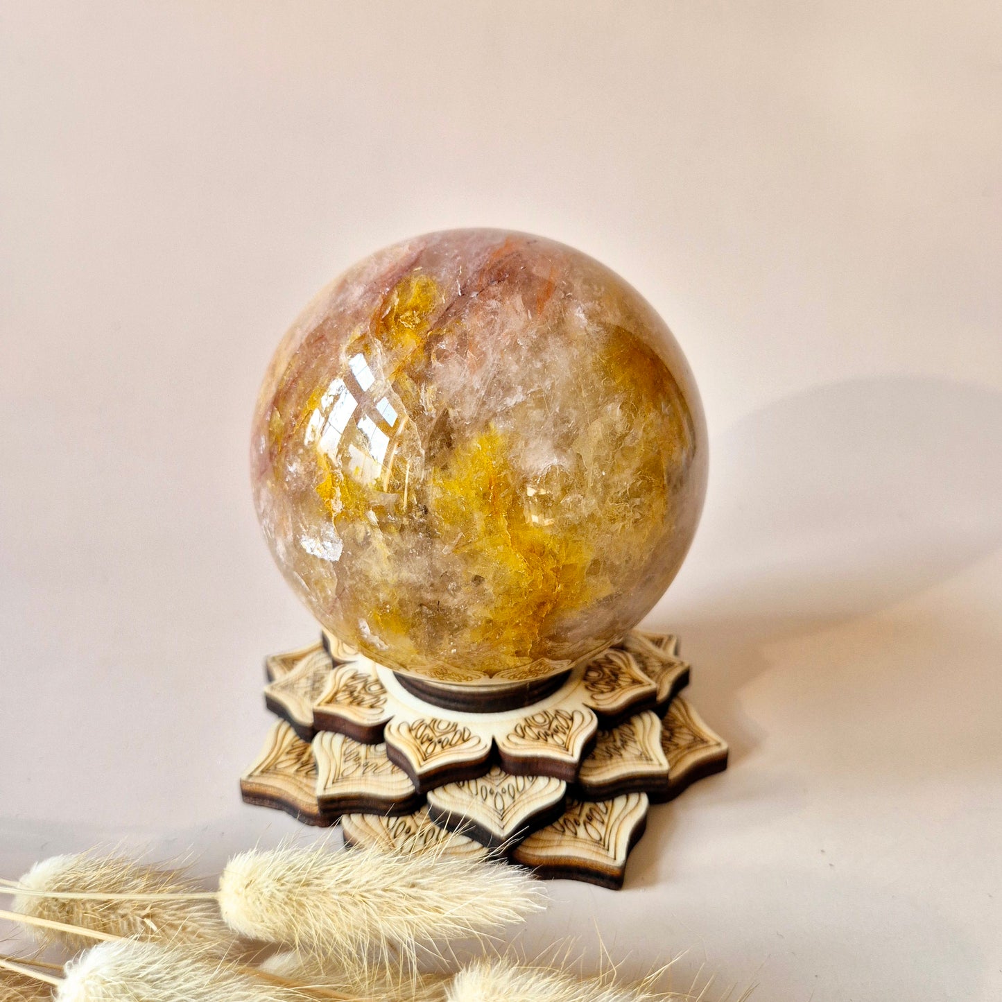 XXL Fire Quartz Crystal Ball – 13-14 cm (3259 grams) Statement piece Hematoid Quartz Sphere