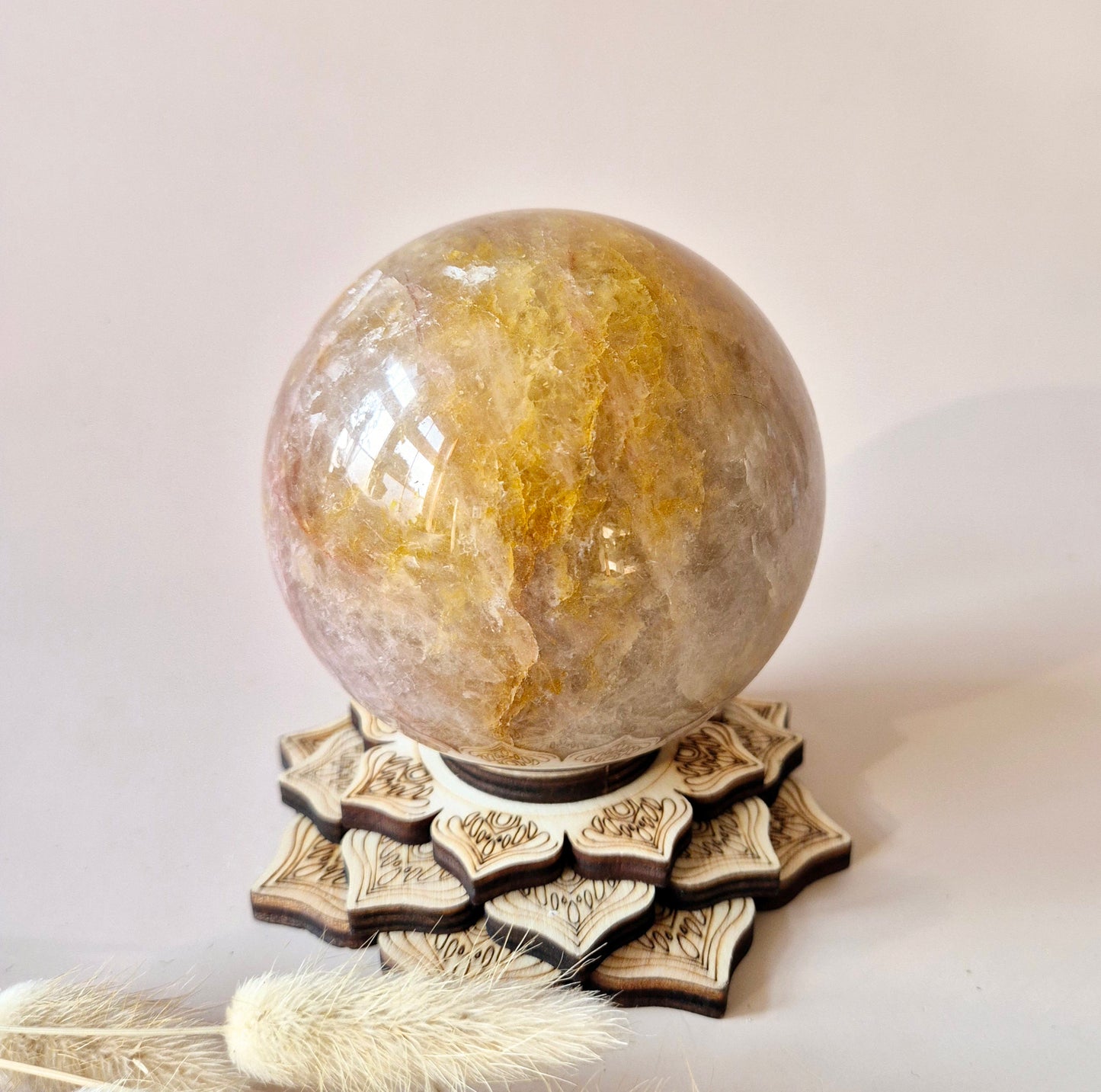 XXL Fire Quartz Crystal Ball – 13-14 cm (3259 grams) Statement piece Hematoid Quartz Sphere
