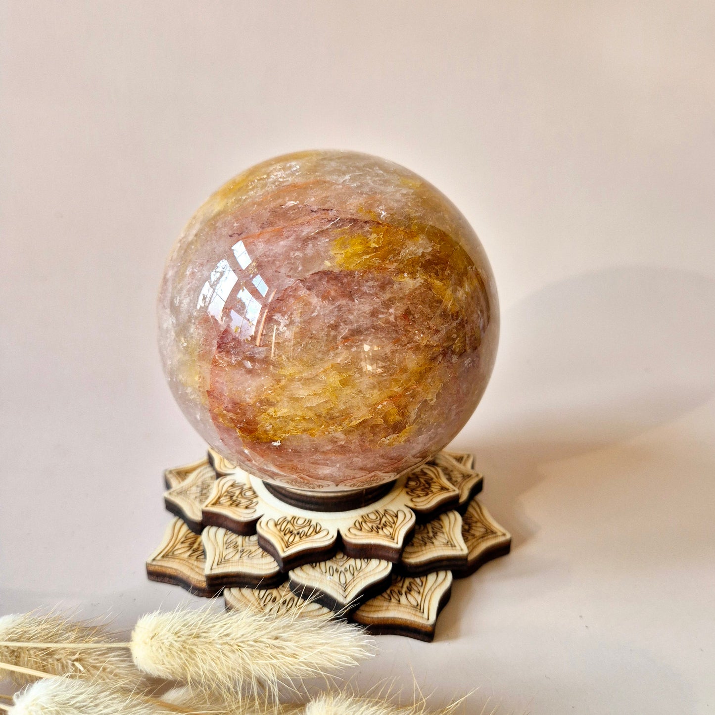 XXL Fire Quartz Crystal Ball – 13-14 cm (3259 grams) Statement piece Hematoid Quartz Sphere