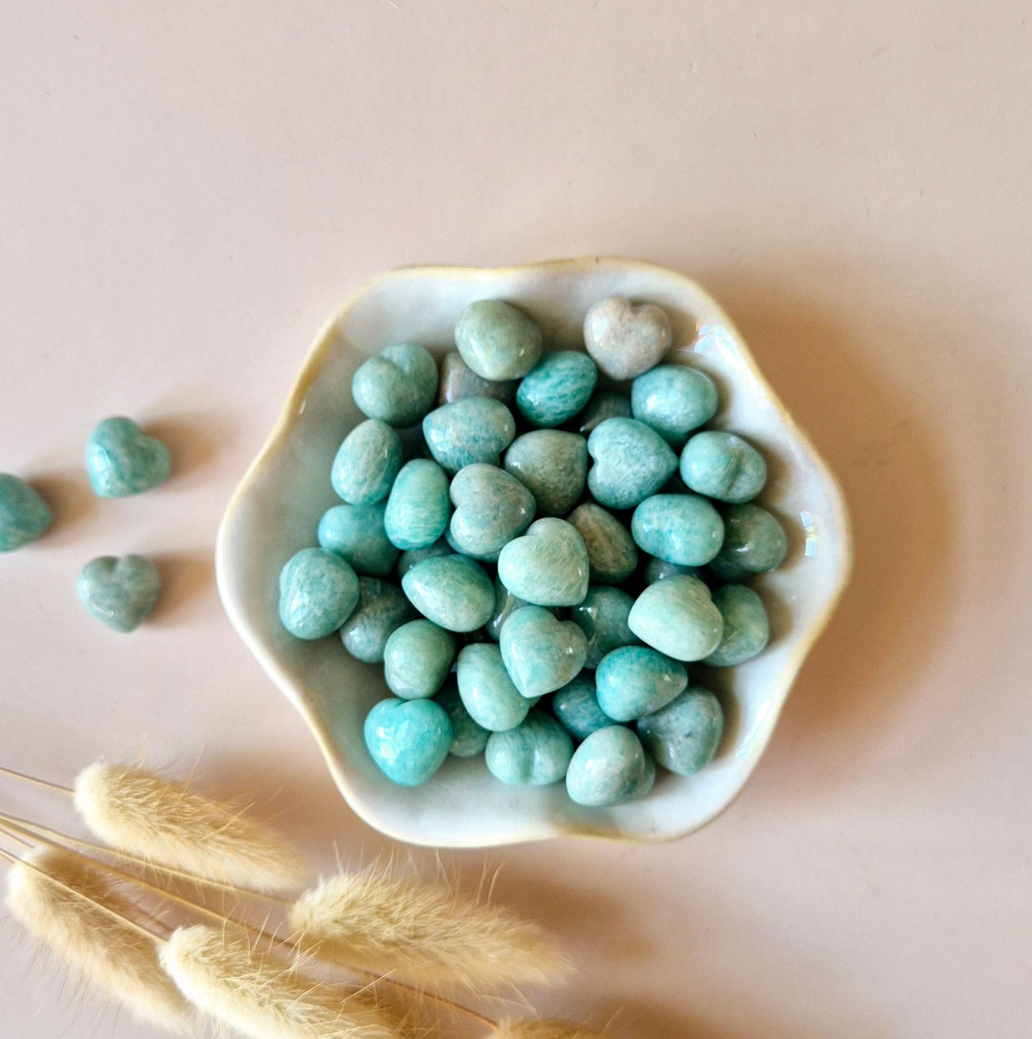 Mini Edelsteen Hartje Zaksteen – Amazoniet (1,5 cm) voor crystal confetti