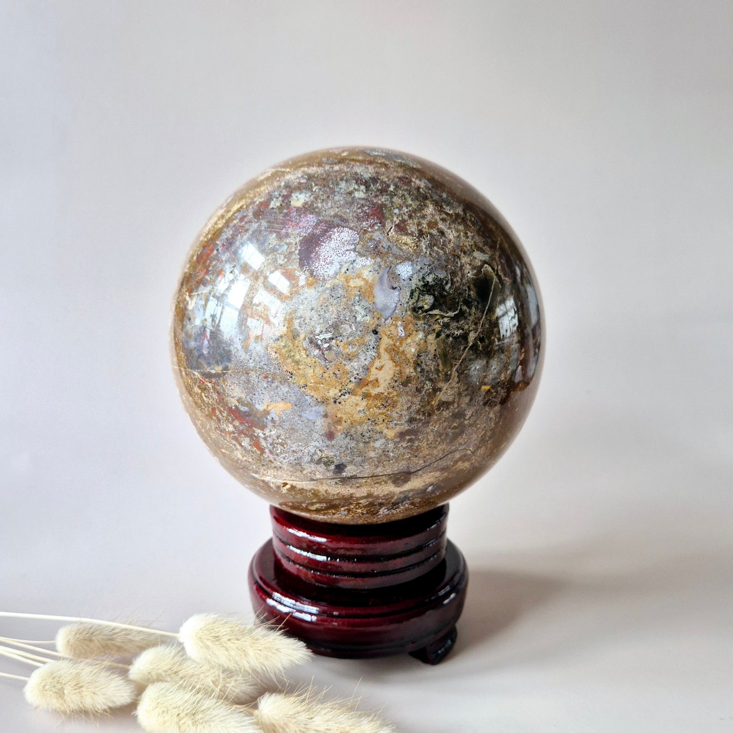 Crystal Gemstone Ball Moss Agate Druzy sphere 85mm - #1 834g