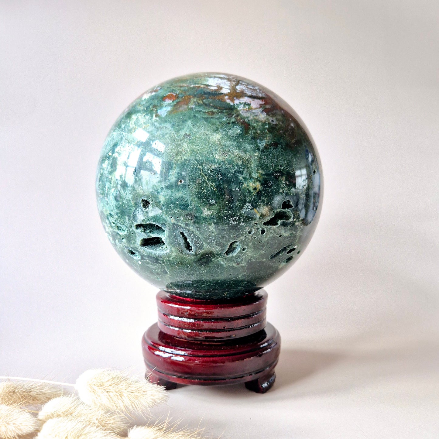 Crystal Gemstone Ball Moss Agate Druzy sphere 85mm - #1 834g