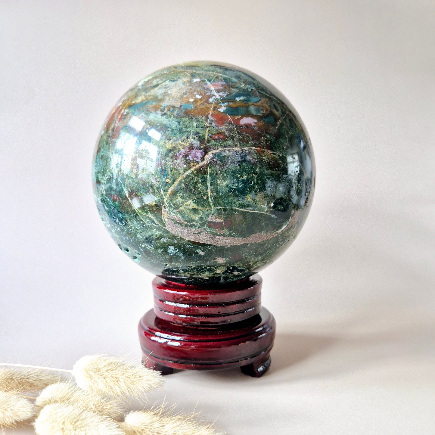 Crystal Gemstone Ball Moss Agate Druzy sphere 85mm - #1 834g