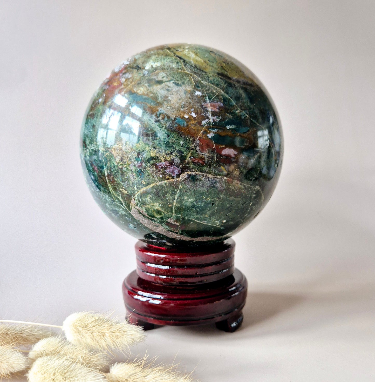 Crystal Gemstone Ball Moss Agate Druzy sphere 85mm - #1 834g