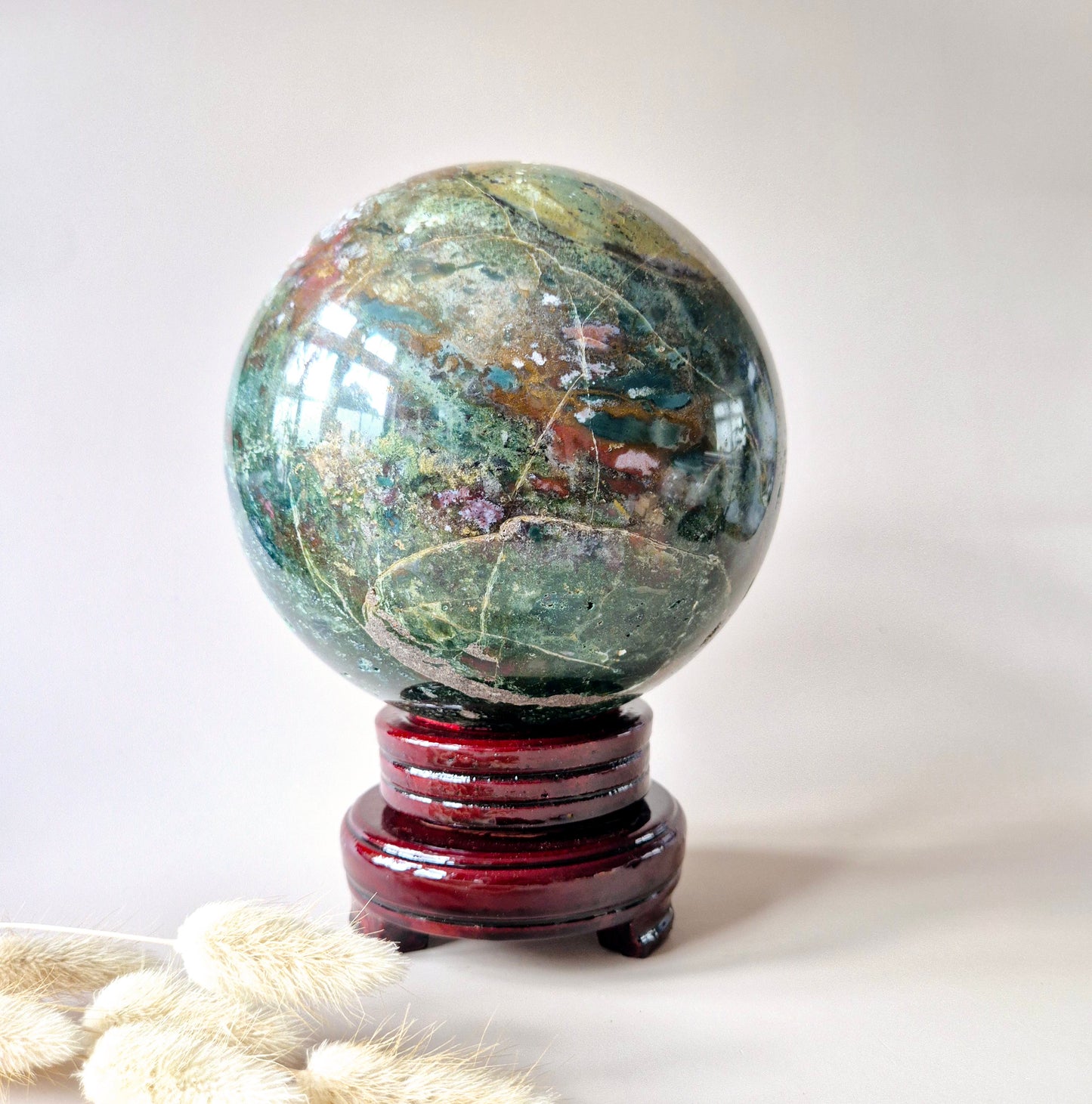 Crystal Gemstone Ball Moss Agate Druzy sphere 85mm - #1 834g