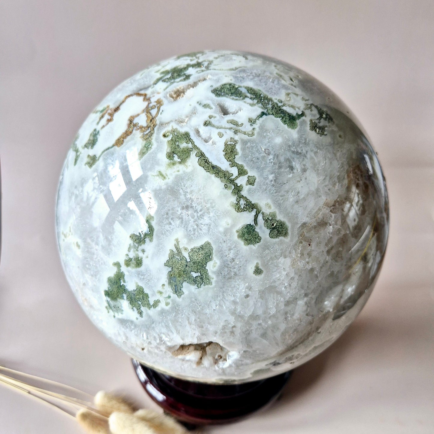 Crystal Gemstone Ball Moss Agate Druzy sphere 85mm - #1 834g