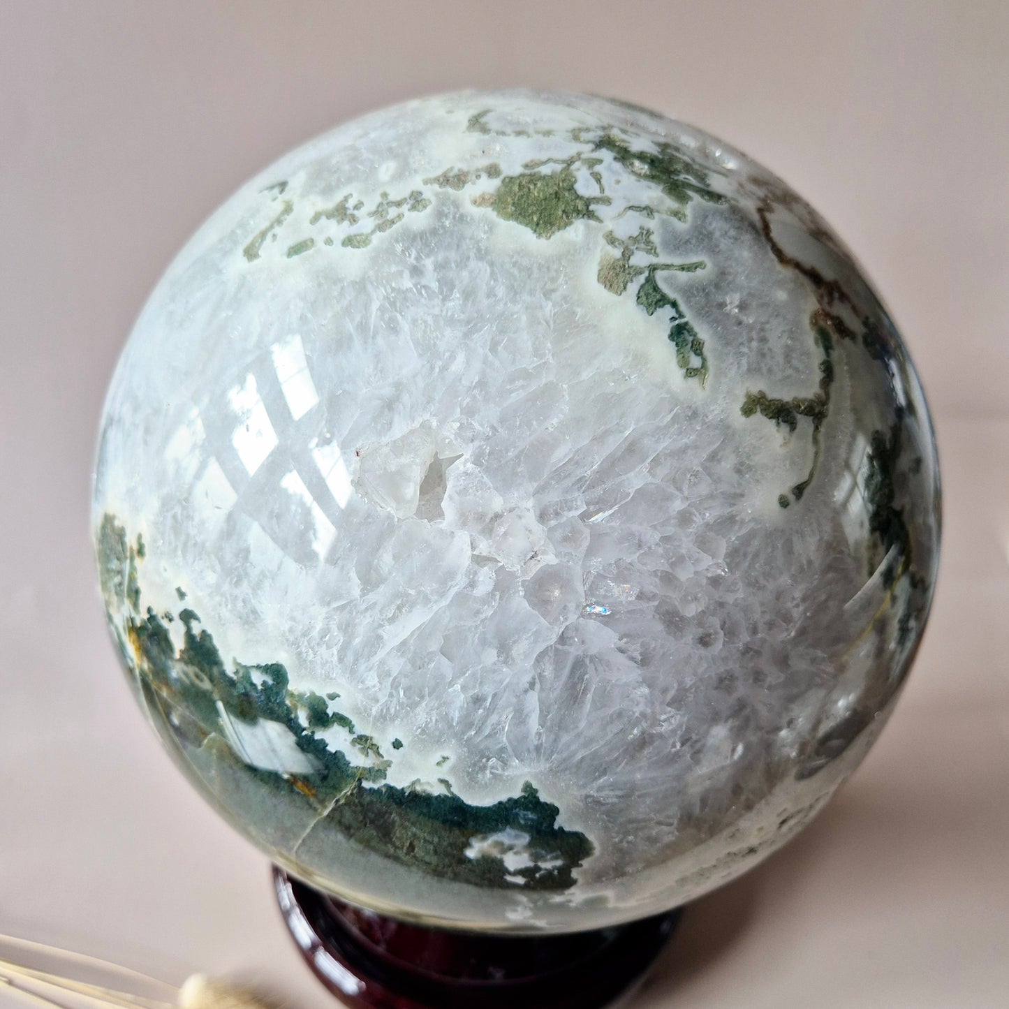 Crystal Gemstone Ball Moss Agate Druzy sphere 85mm - #1 834g