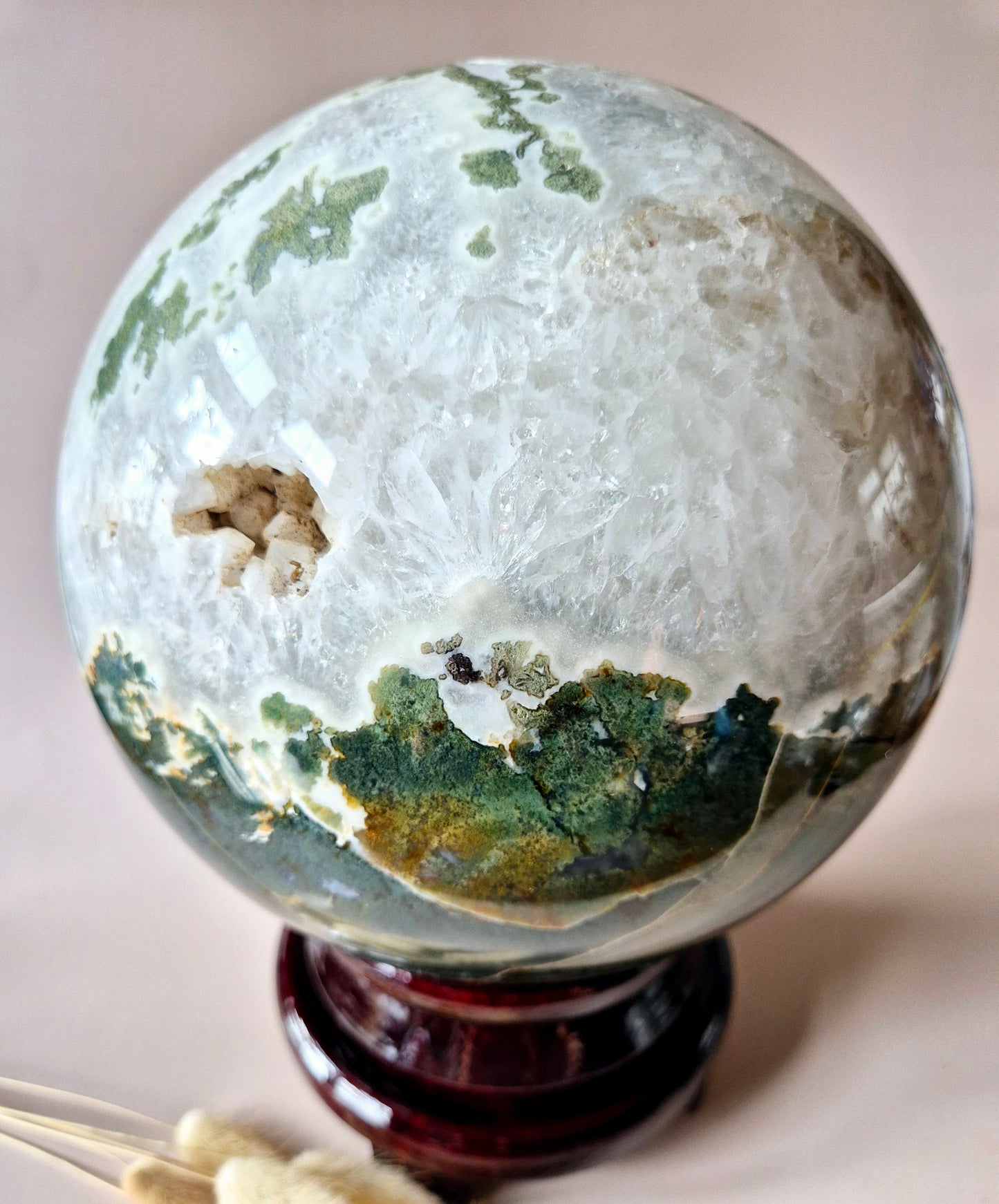 Crystal Gemstone Ball Moss Agate Druzy sphere 85mm - #1 834g