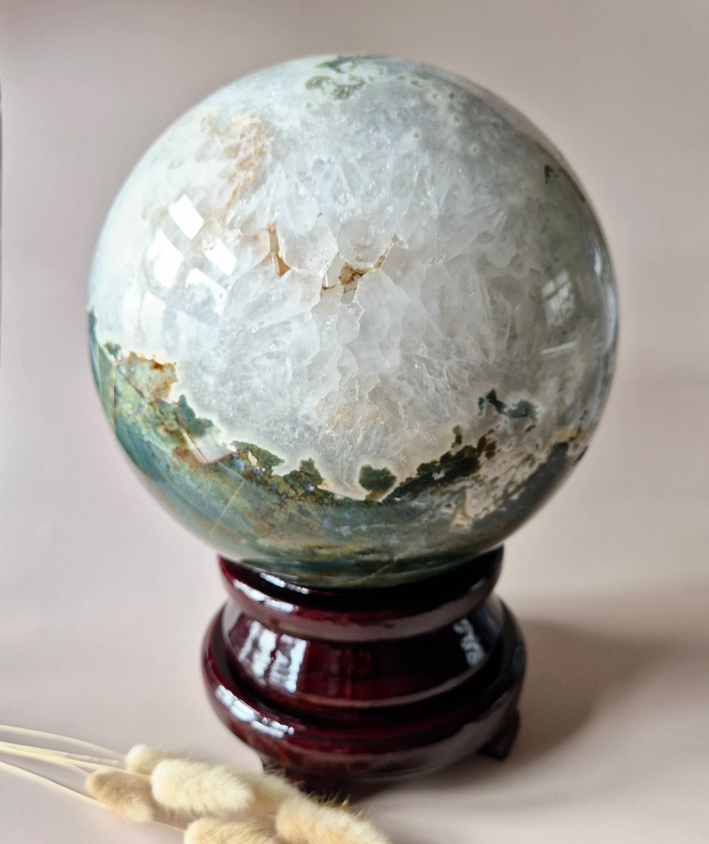 Crystal Gemstone Ball Moss Agate Druzy sphere 85mm - #1 834g
