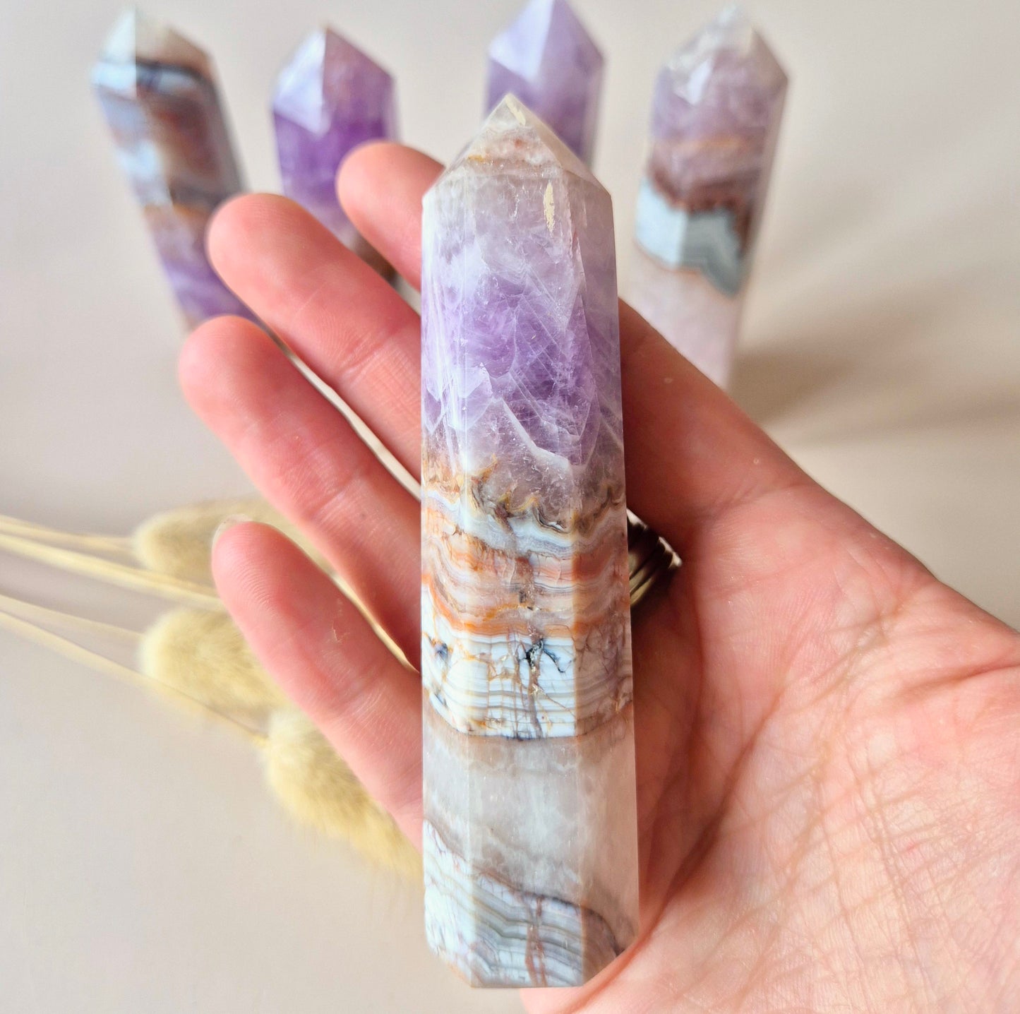 Gemstone Rhodonite Obelisk Tower - 8-10cm