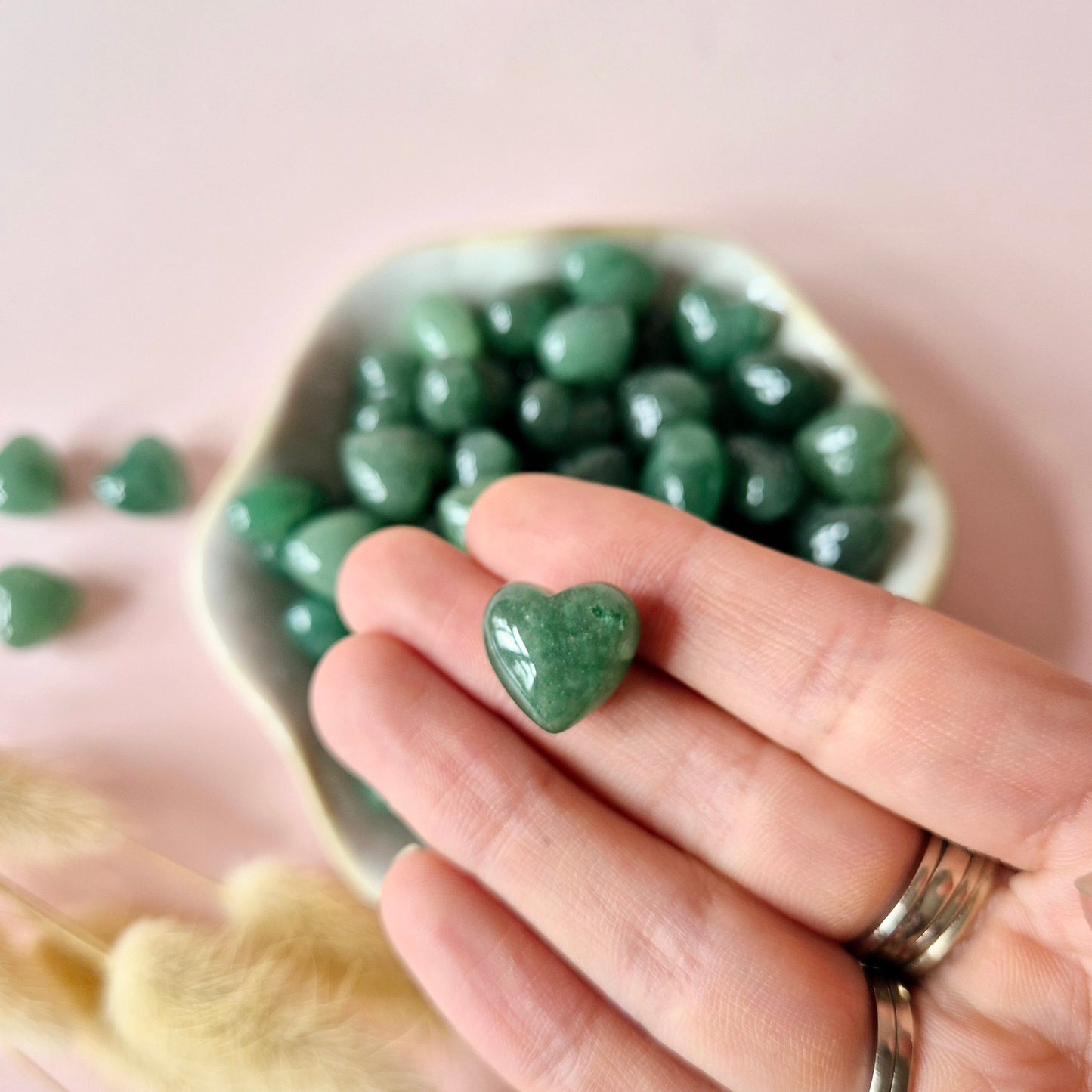 Mini Edelsteen Hartje Zaksteen – Groene Aventurijn (1,5 cm) voor crystal confetti