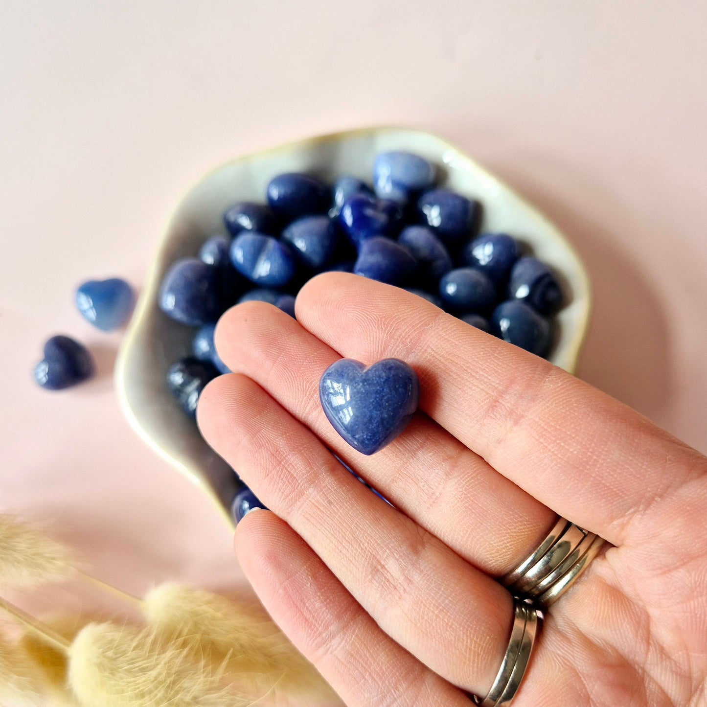 Mini Edelsteen Hartje Zaksteen – Blauwe Aventurijn (1,5 cm) voor crystal confetti