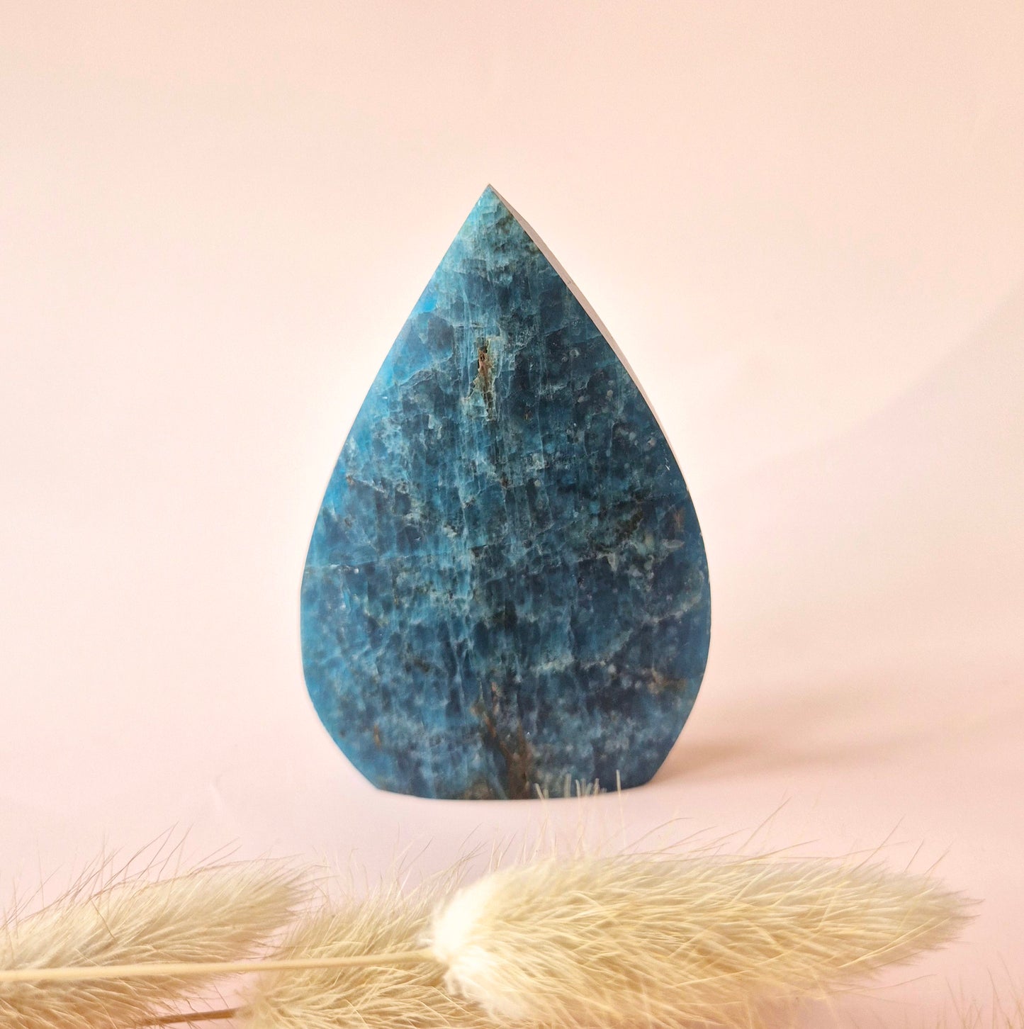 Blue Apatite - Teardrop Drop Standing Gemstone Crystal Flame Blue Apatite