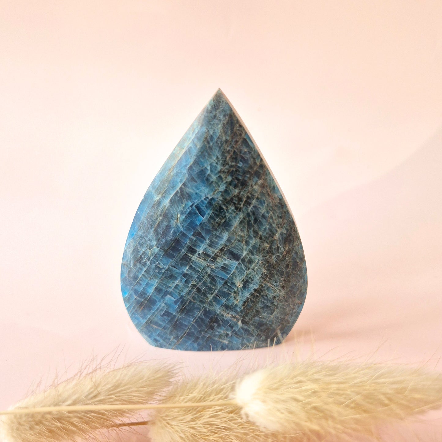 Blue Apatite - Teardrop Drop Standing Gemstone Crystal Flame Blue Apatite