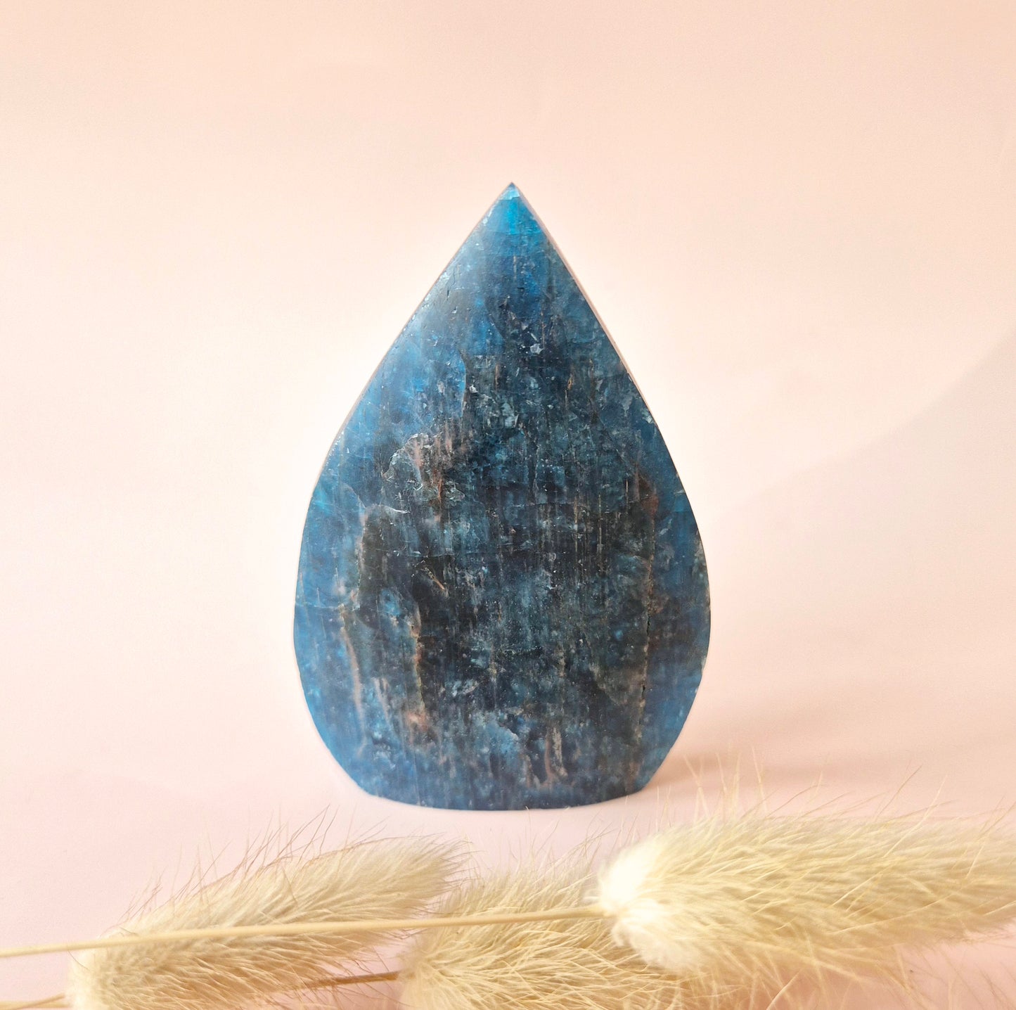 Blue Apatite - Teardrop Drop Standing Gemstone Crystal Flame Blue Apatite