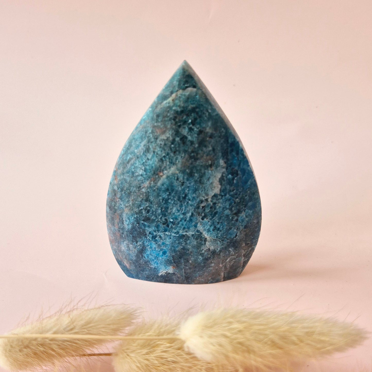 Blue Apatite - Teardrop Drop Standing Gemstone Crystal Flame Blue Apatite