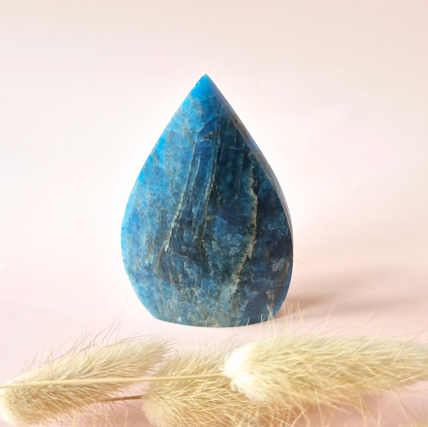 Blue Apatite - Teardrop Drop Standing Gemstone Crystal Flame Blue Apatite