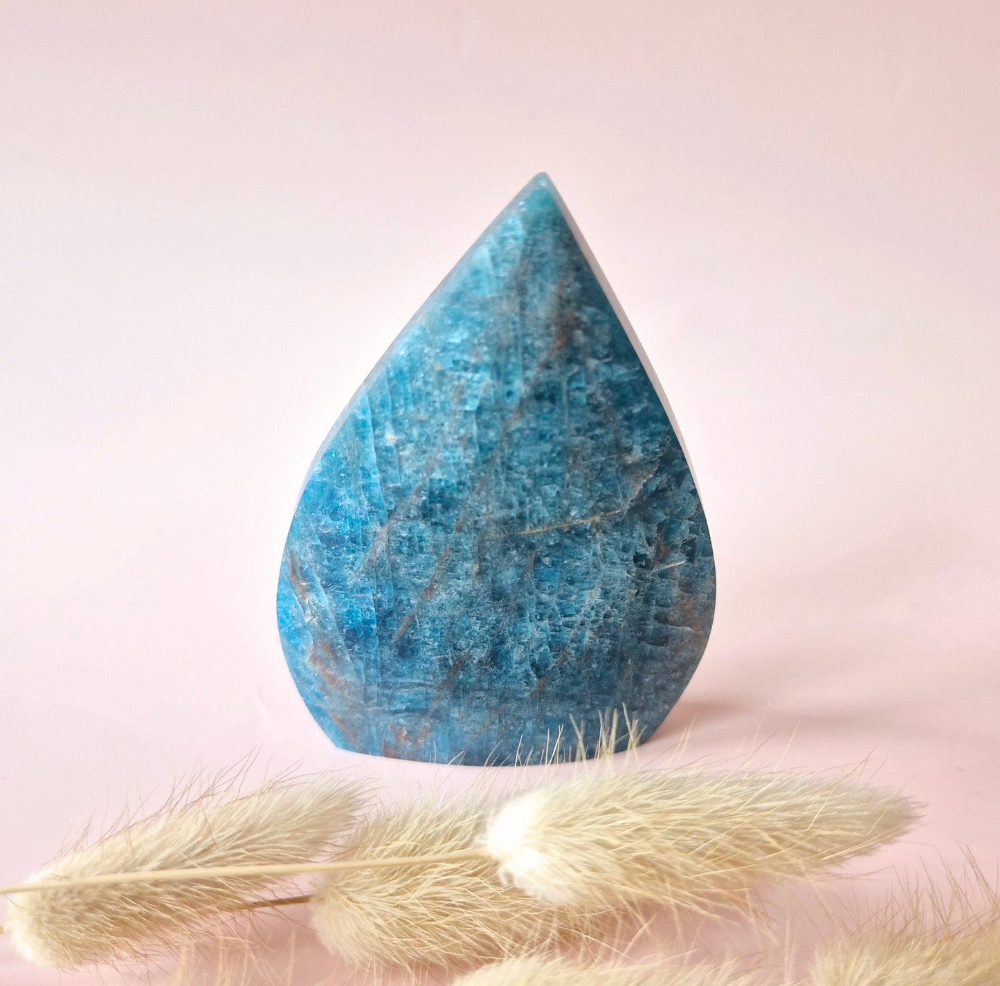 Blue Apatite - Teardrop Drop Standing Gemstone Crystal Flame Blue Apatite