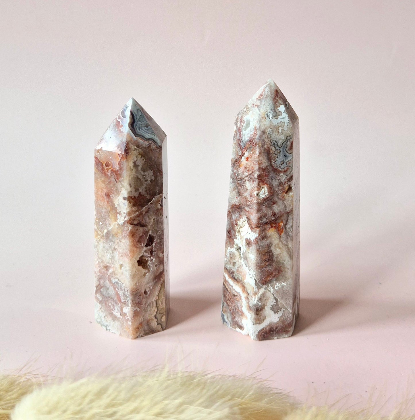 Edelsteen Mexicaanse Agaat Toren (8–10 cm) – Aarding, rust & kleurrijke balans