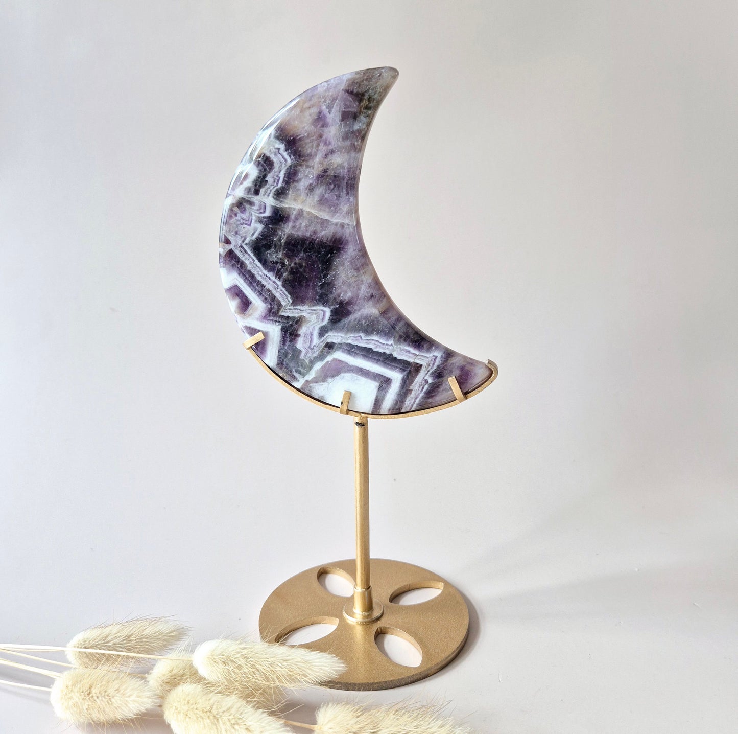 Large Druzy Pink Amethyst Gemstone Wings on Gold Metal Stand - #3