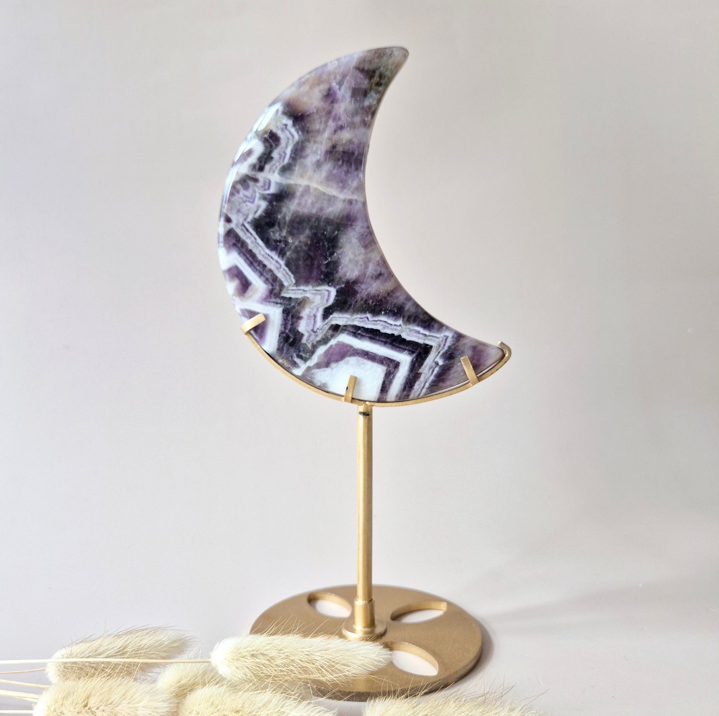 Large Druzy Pink Amethyst Gemstone Wings on Gold Metal Stand - #3