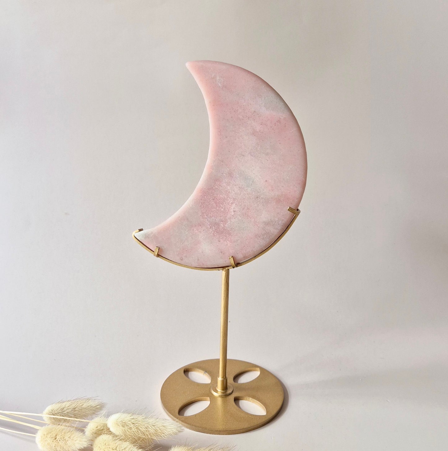 Large Druzy Pink Amethyst Gemstone Wings on Gold Metal Stand - #3