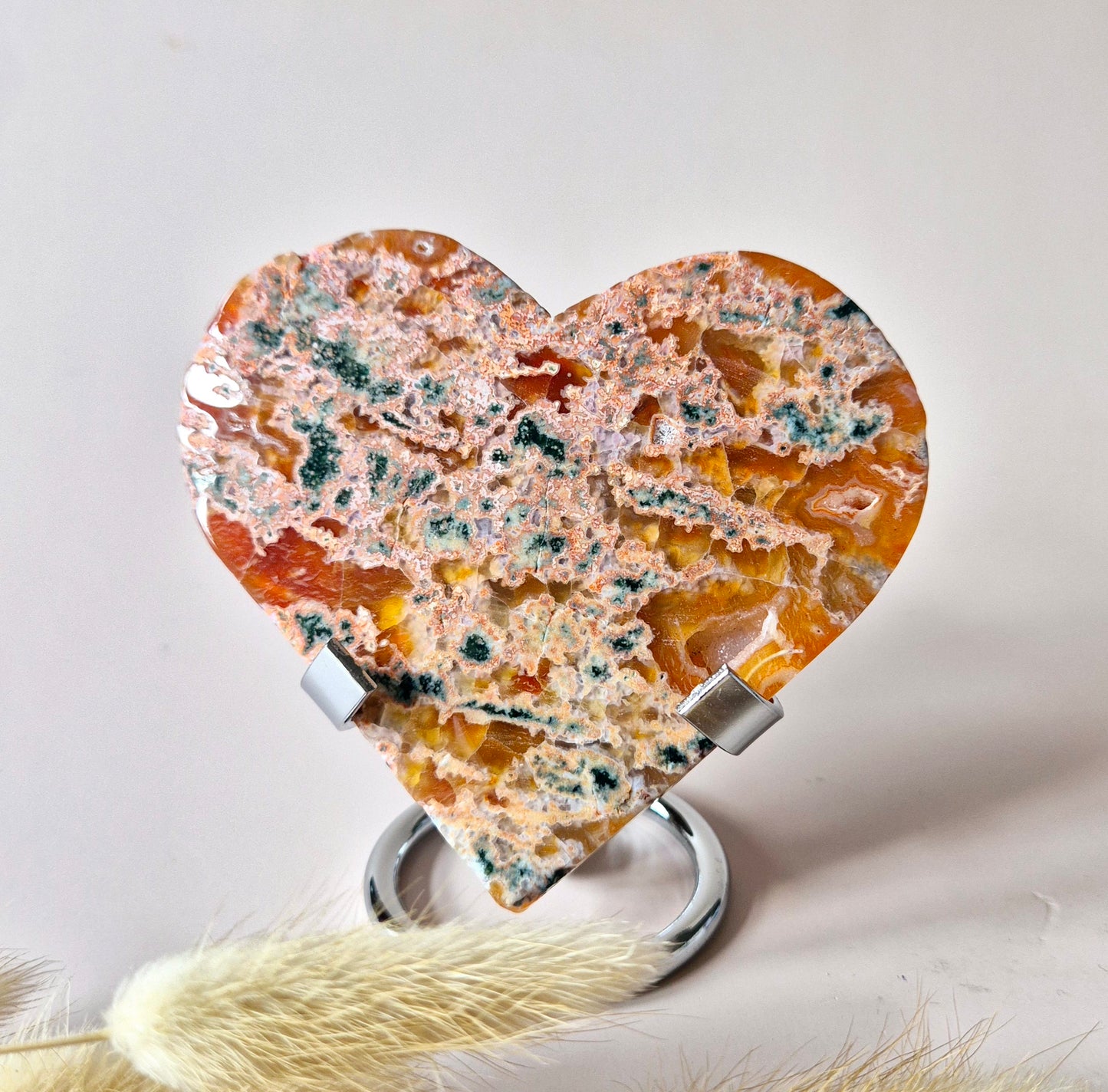 Rode Druzy Mosagaat Hart (8-10 cm) – Liefde & Passie #60