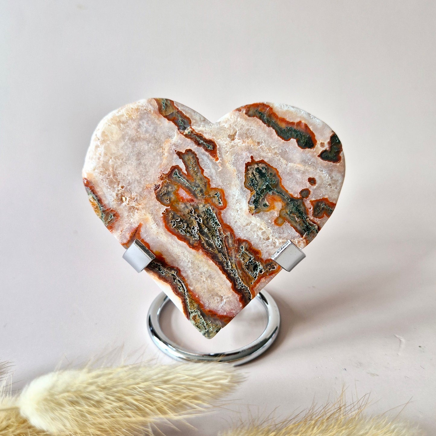 Rode Druzy Mosagaat Hart (8-10 cm) – Liefde & Passie #62