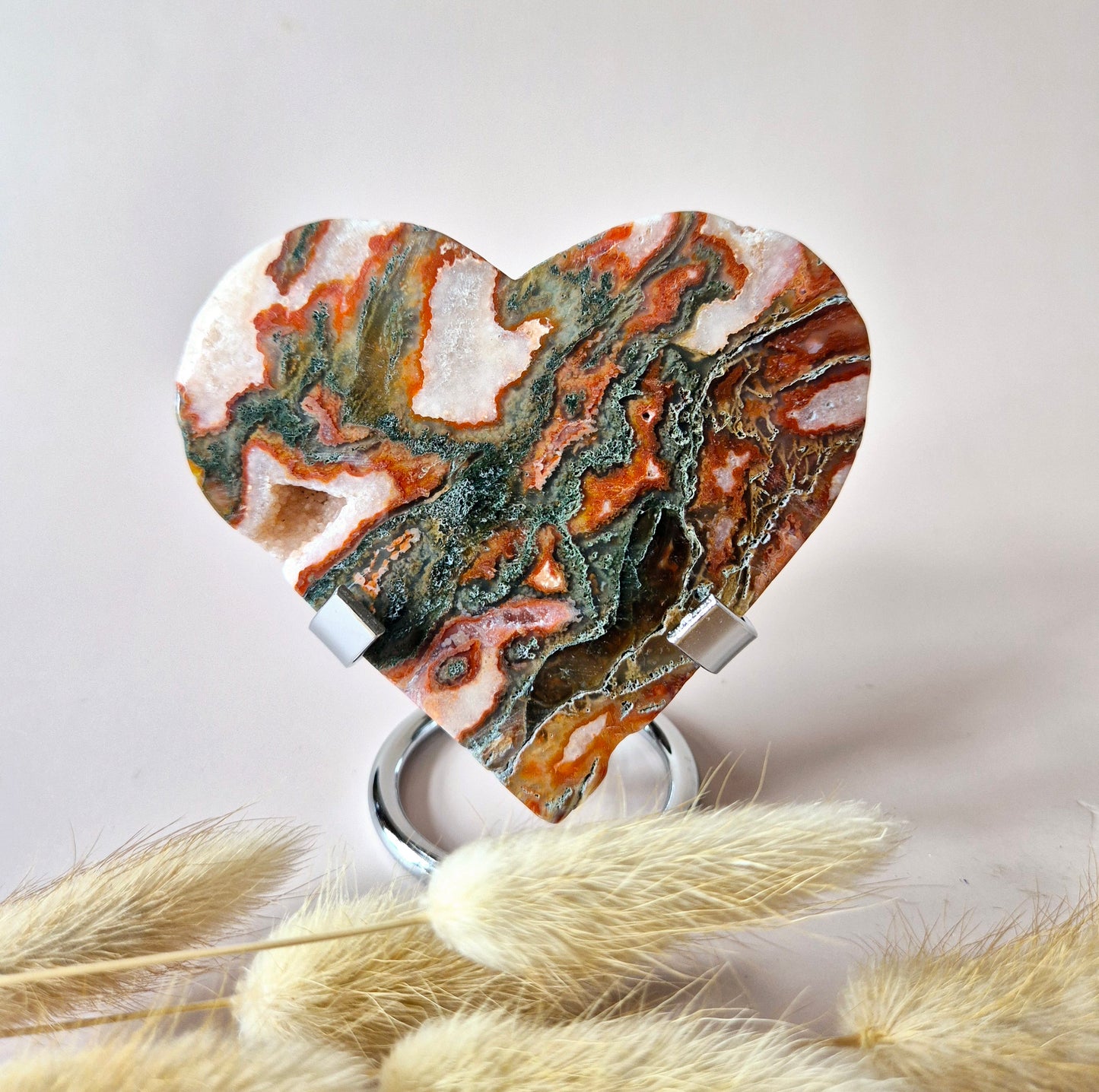 Rode Druzy Mosagaat Hart (8-10 cm) – Liefde & Passie #63