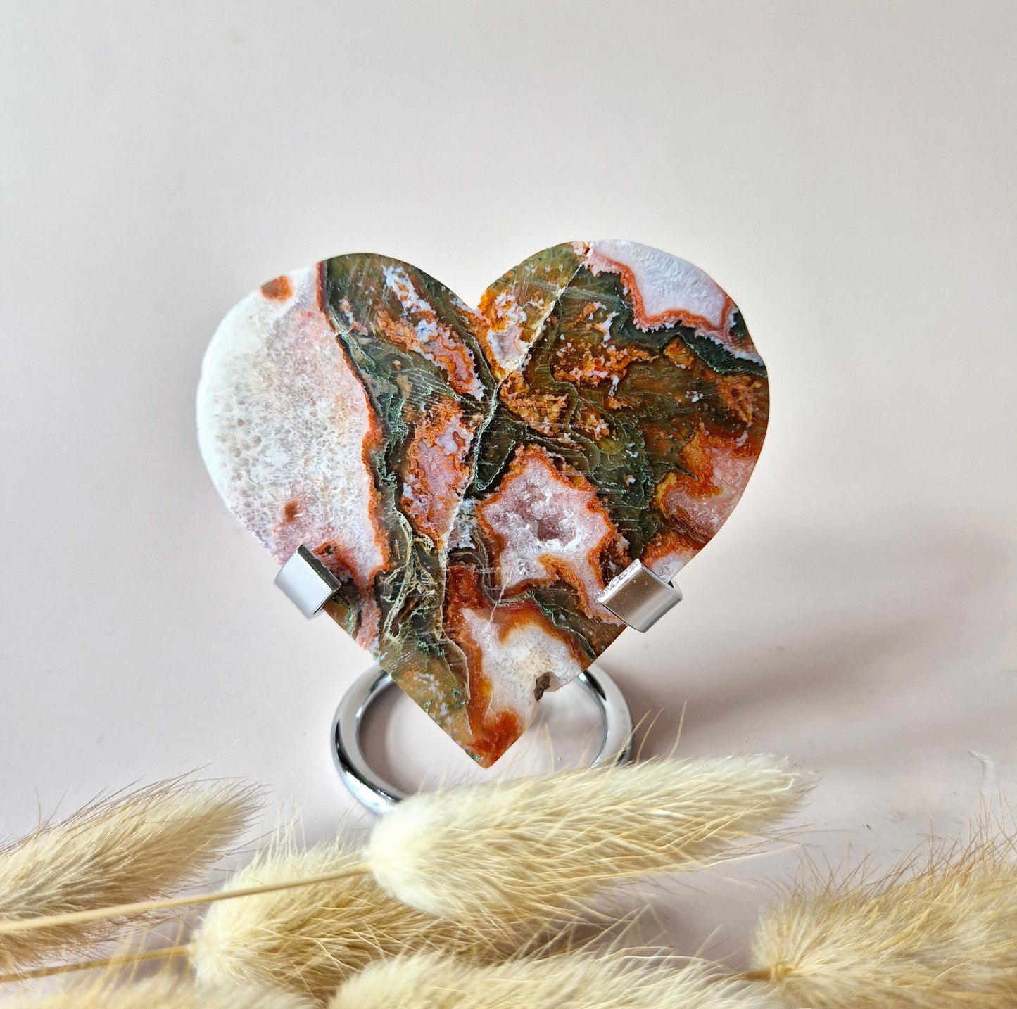 Rode Druzy Mosagaat Hart (8-10 cm) – Liefde & Passie #64