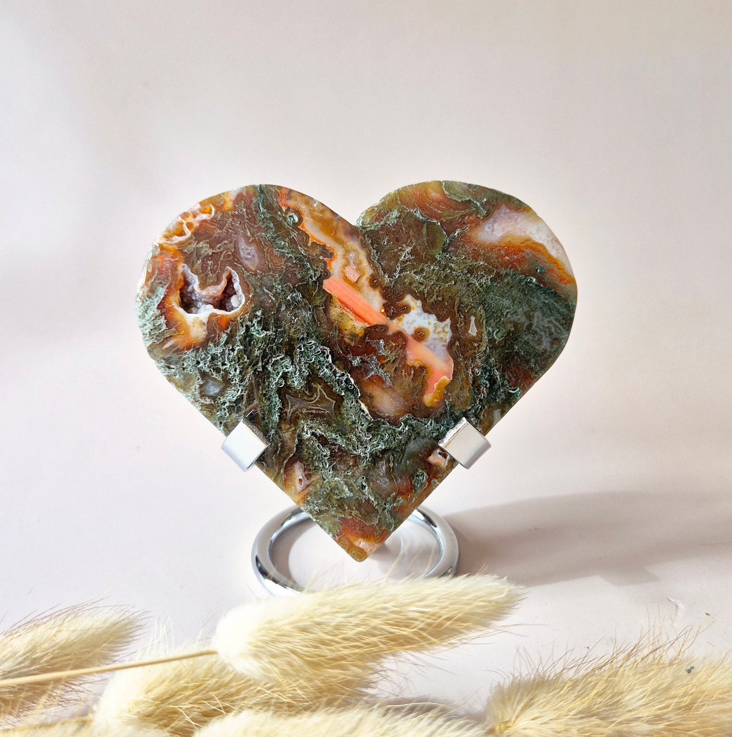 Rode Druzy Mosagaat Hart (8-10 cm) – Liefde & Passie #67