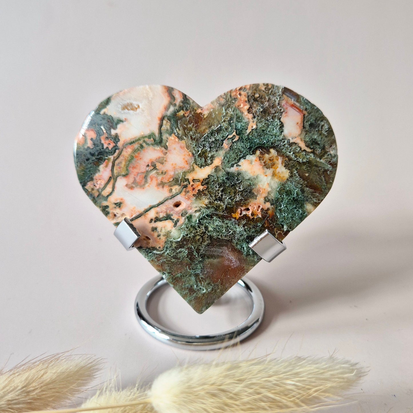 Rotes Druzy-Moosachat-Herz (8-10 cm) – Liebe & Leidenschaft