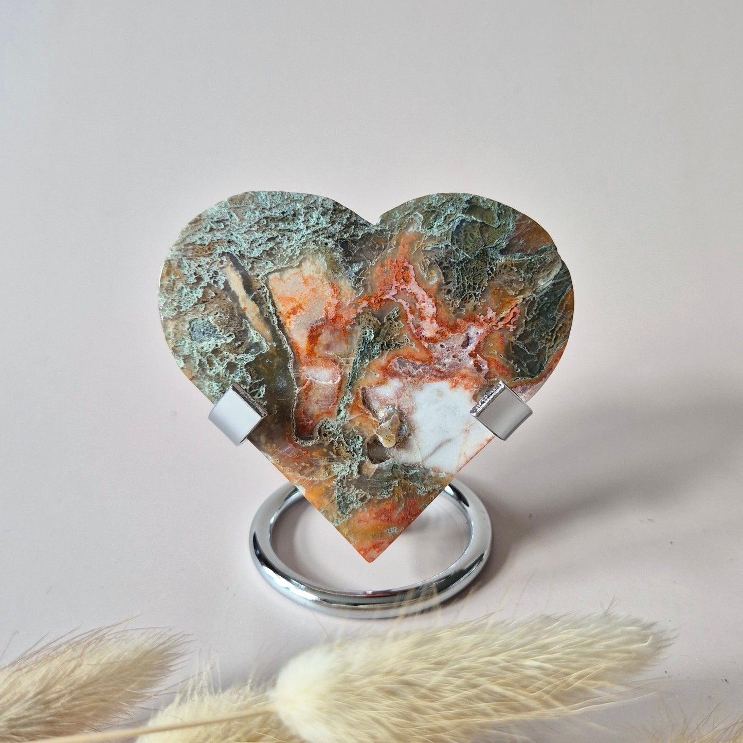 Rotes Druzy-Moosachat-Herz (8-10 cm) – Liebe & Leidenschaft