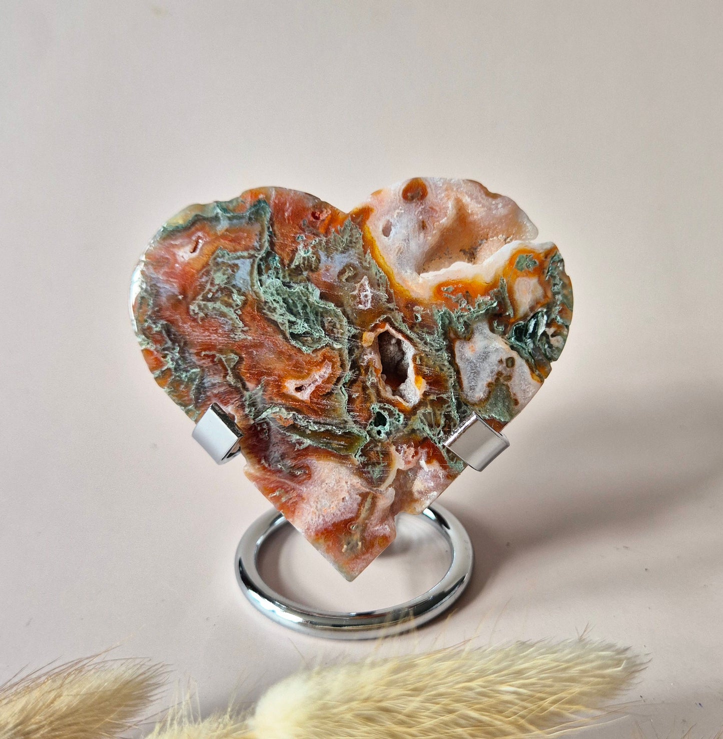 Rode Druzy Mosagaat Hart (8-10 cm) – Liefde & Passie #75