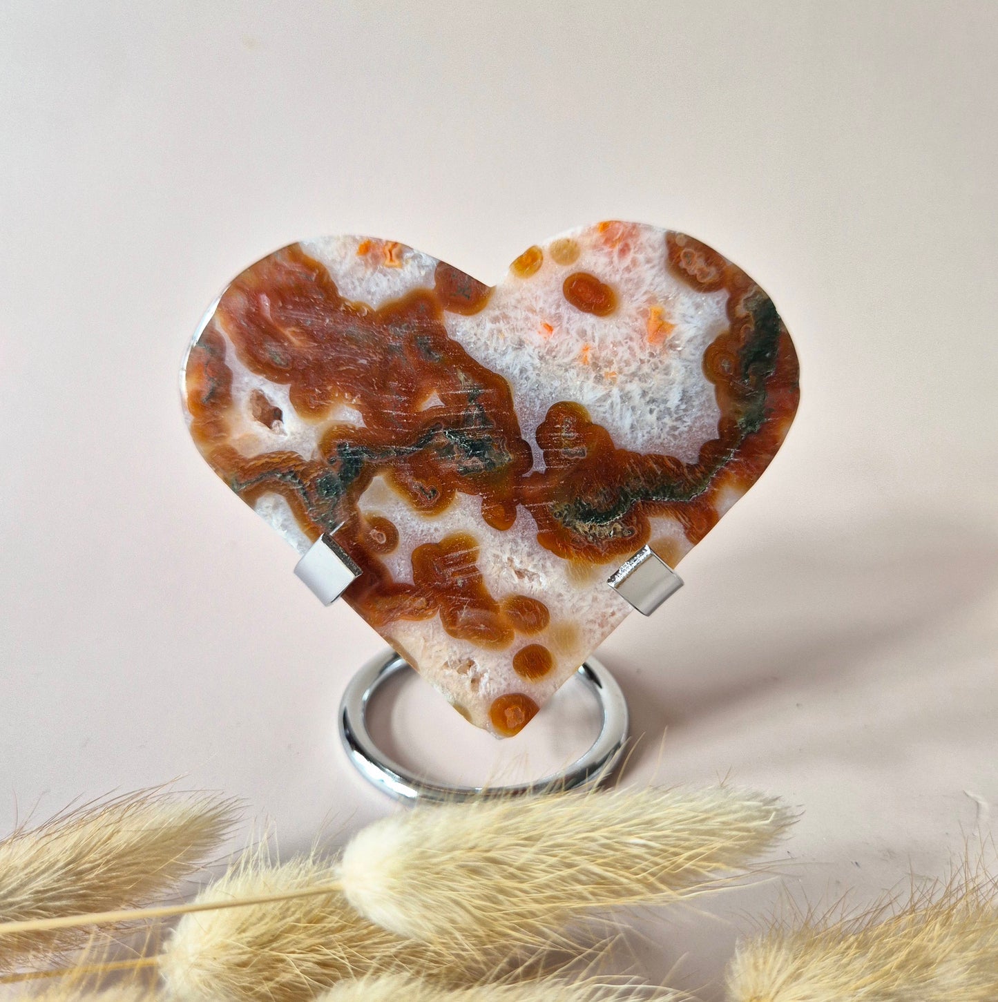 Rode Druzy Mosagaat Hart (8-10 cm) – Liefde & Passie #77