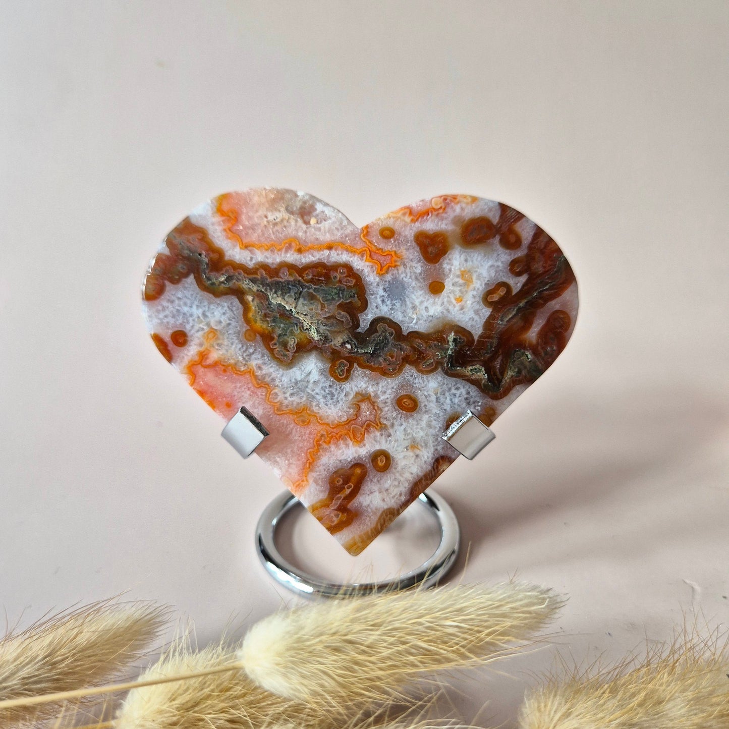 Rode Druzy Mosagaat Hart (8-10 cm) – Liefde & Passie #77
