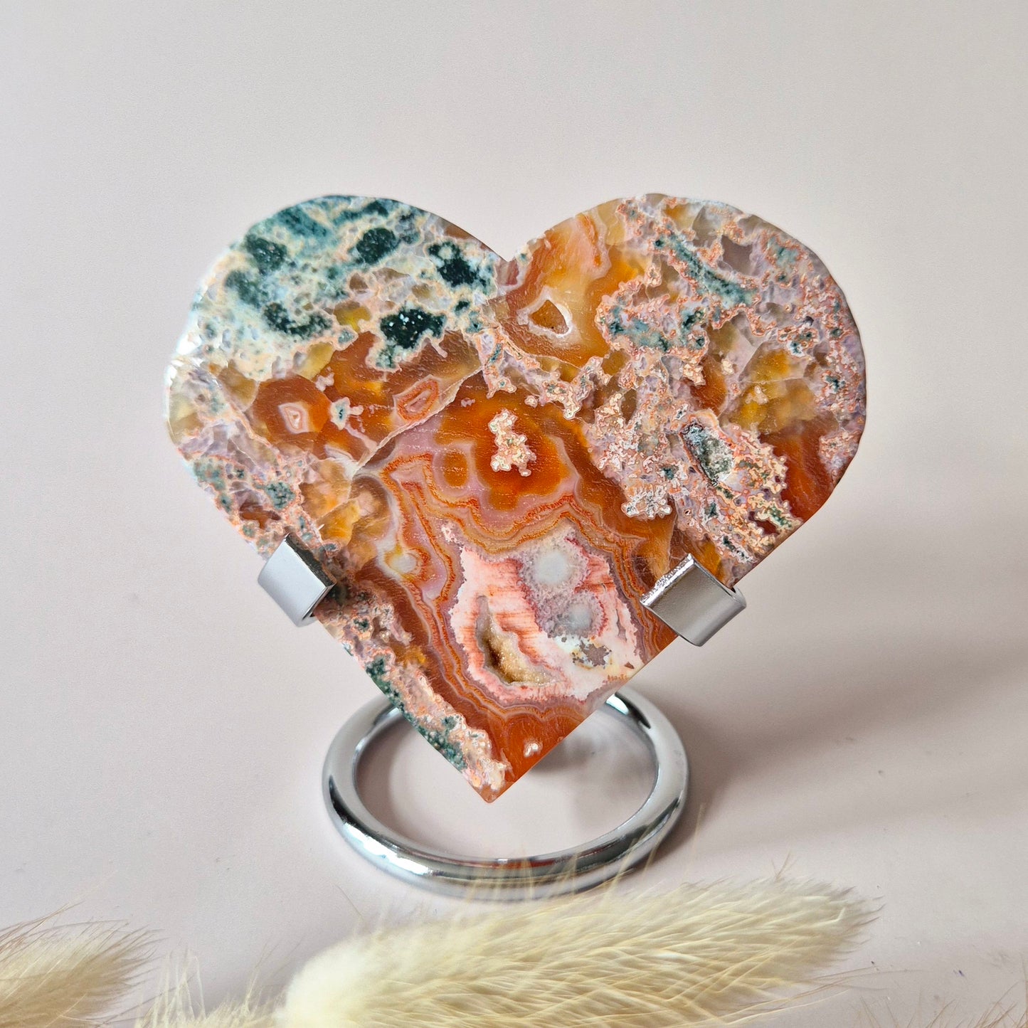 Rode Druzy Mosagaat Hart (8-10 cm) – Liefde & Passie #80