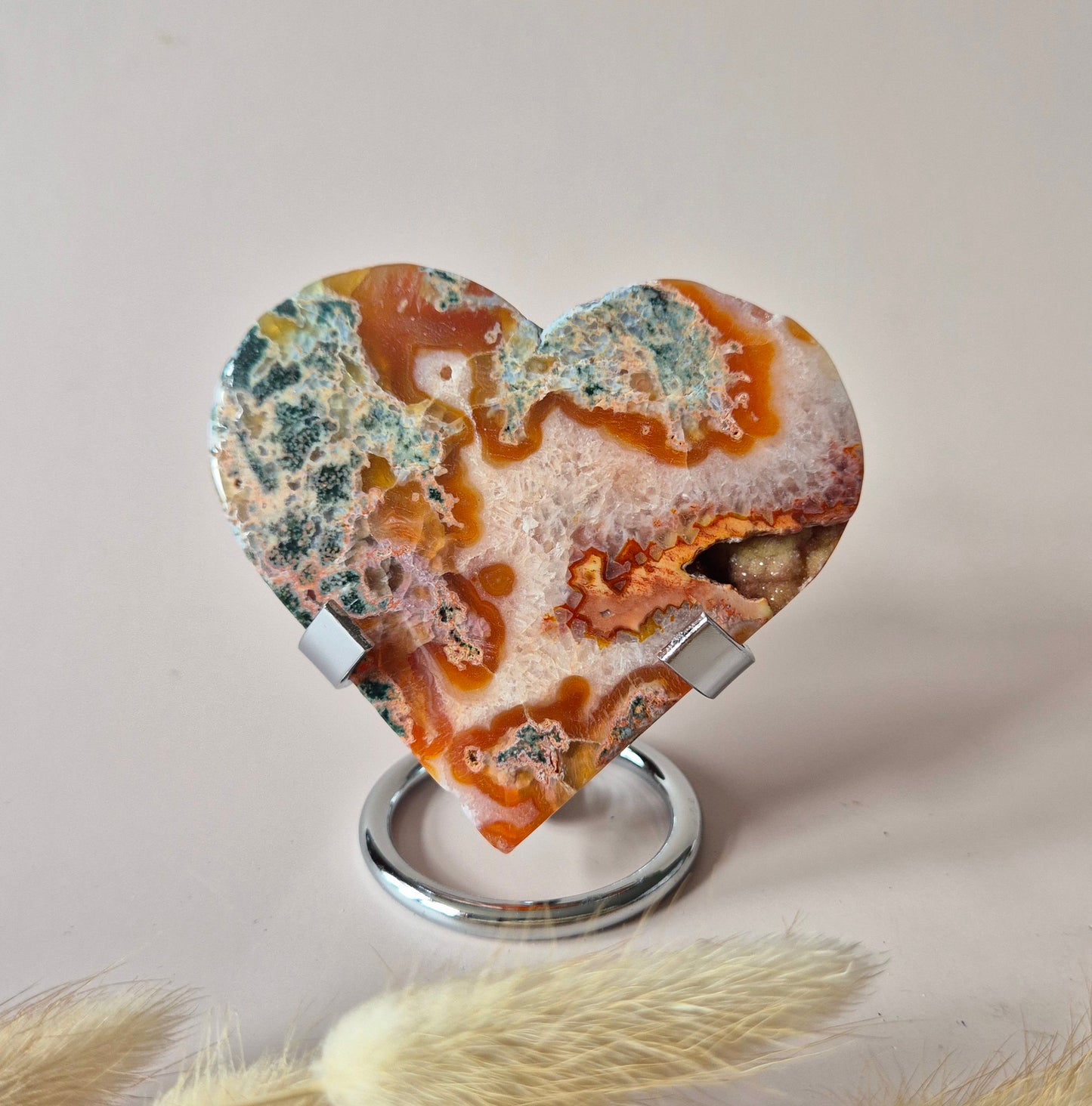 Rode Druzy Mosagaat Hart (8-10 cm) – Liefde & Passie #82
