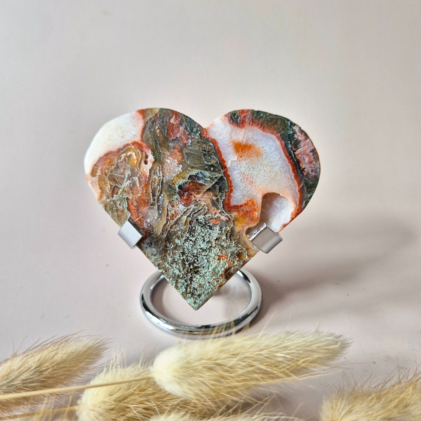 Rode Druzy Mosagaat Hart (8-10 cm) – Liefde & Passie #85