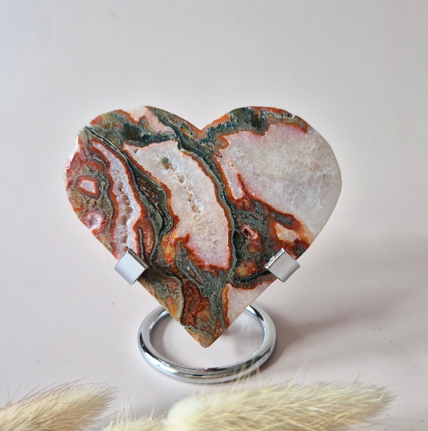 Rode Druzy Mosagaat Hart (8-10 cm) – Liefde & Passie #86