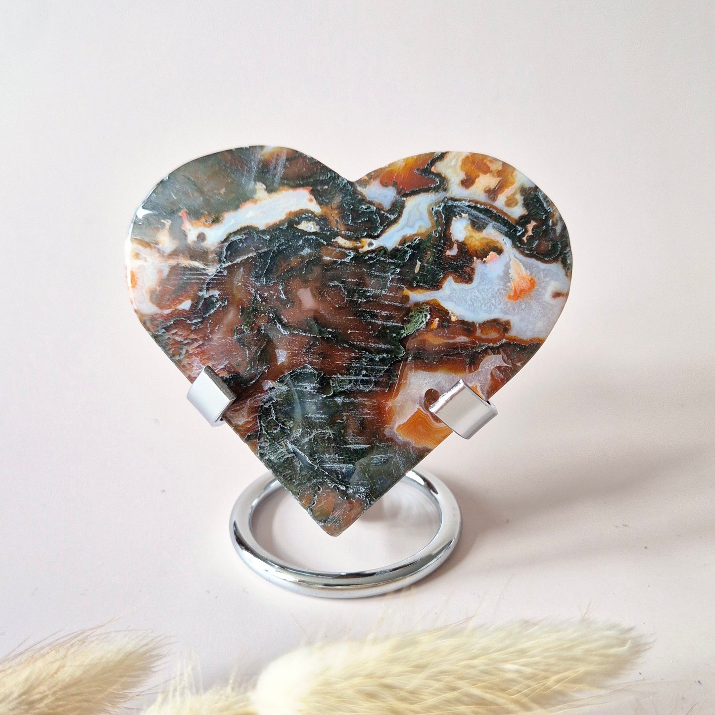 Rode Druzy Mosagaat Hart (8-10 cm) – Liefde & Passie #87