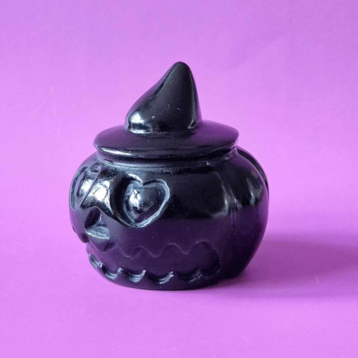Zwarte Obsidiaan Halloween Pompoen met Hoed – ca. 5 cm - Edelsteen Decoratie