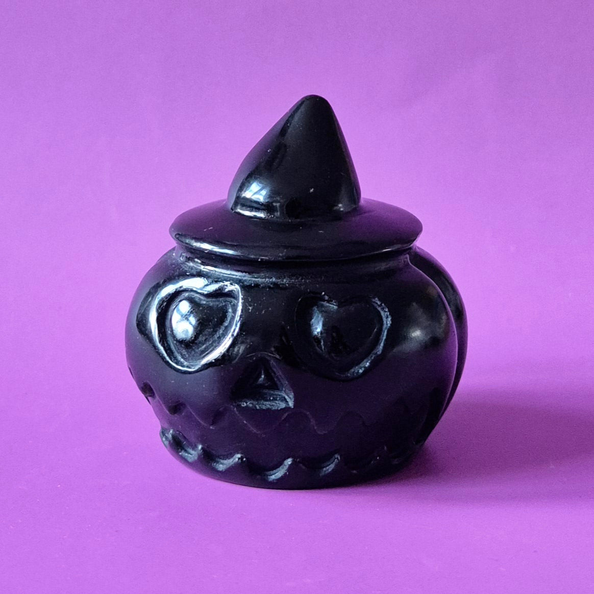 Zwarte Obsidiaan Halloween Pompoen met Hoed – ca. 5 cm - Edelsteen Decoratie