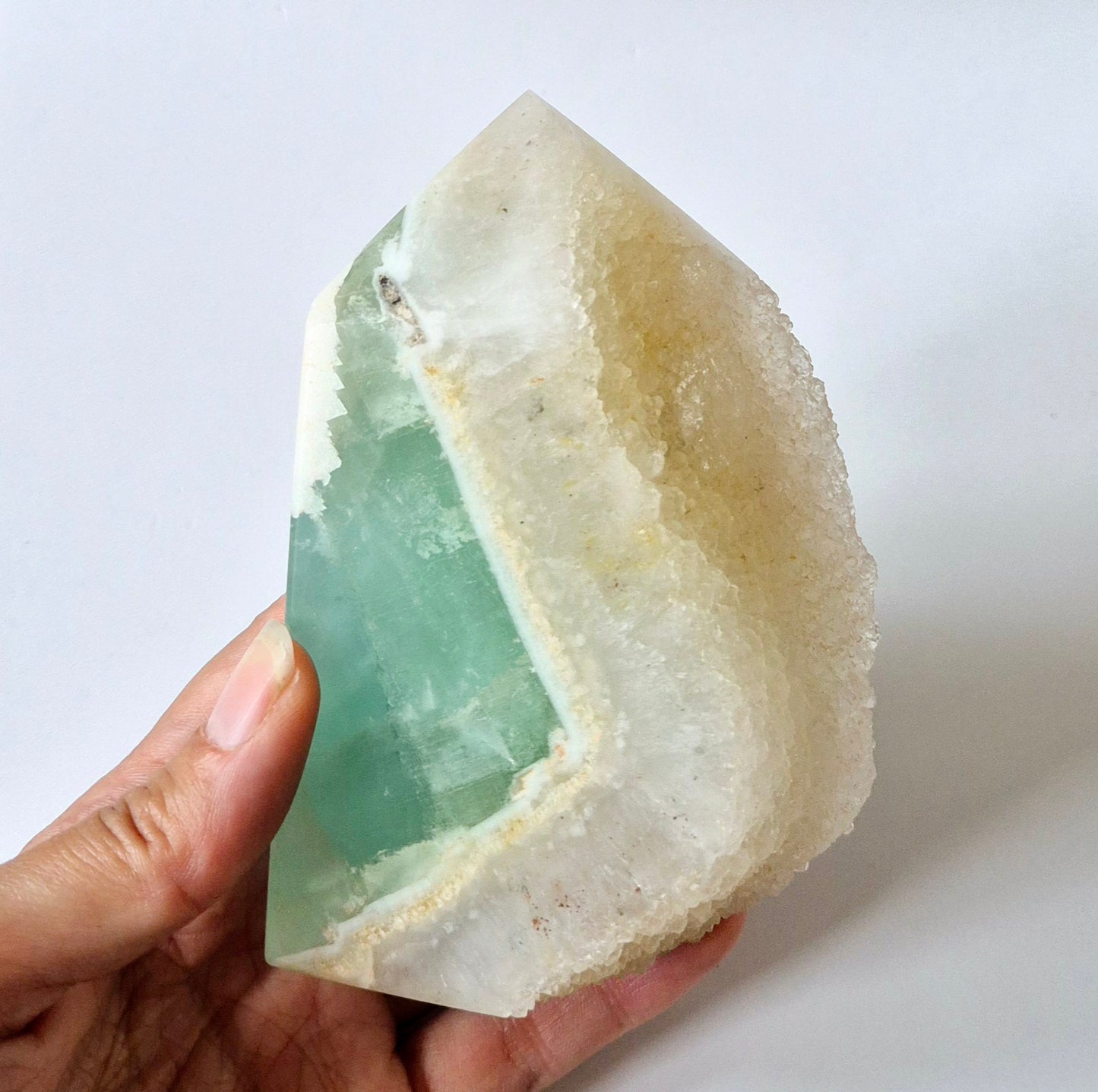 Groene Fluoriet Punt – Ruw & Gepolijst | Uniek Druzy Stuk 562gram