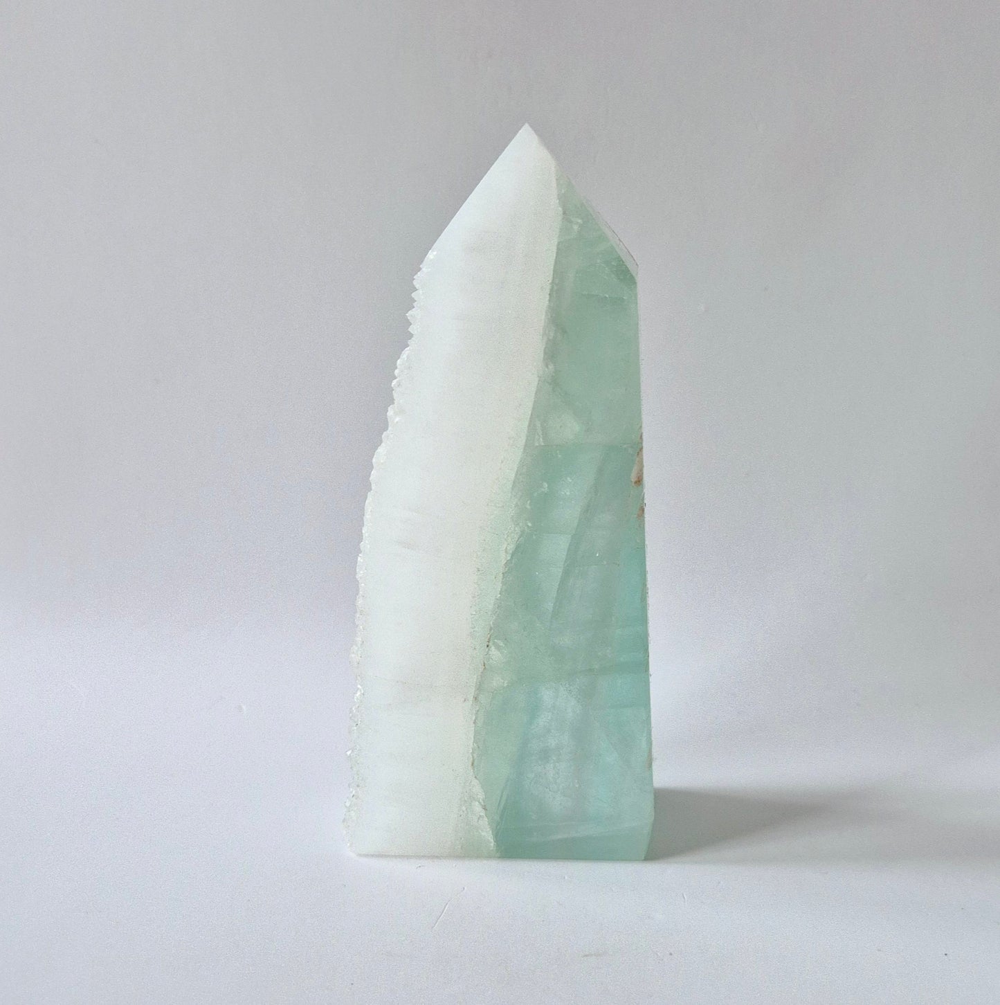 Groene Fluoriet Punt – Ruw & Gepolijst | Uniek Druzy Stuk 300 gram