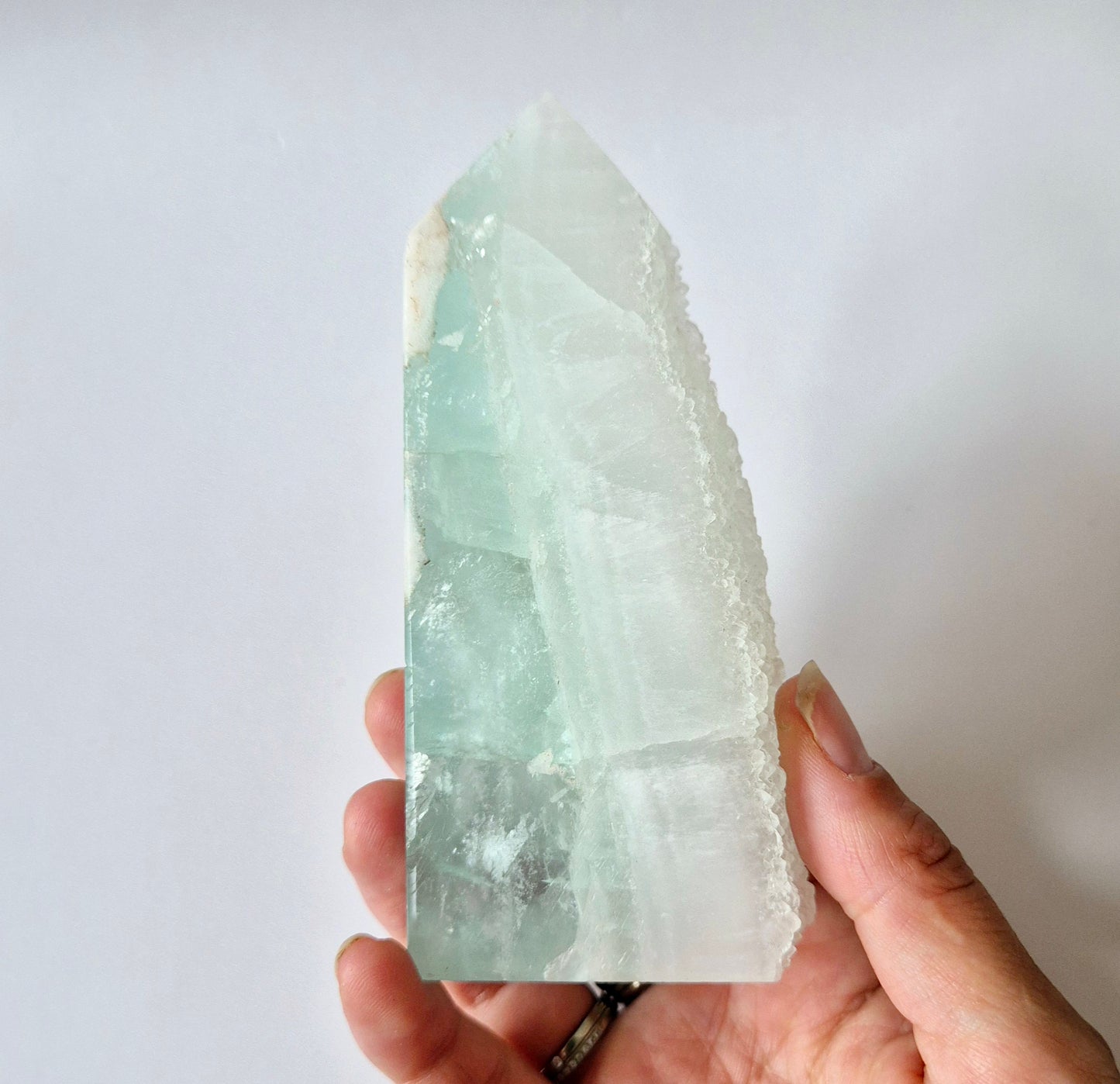 Groene Fluoriet Punt – Ruw & Gepolijst | Uniek Druzy Stuk 300 gram