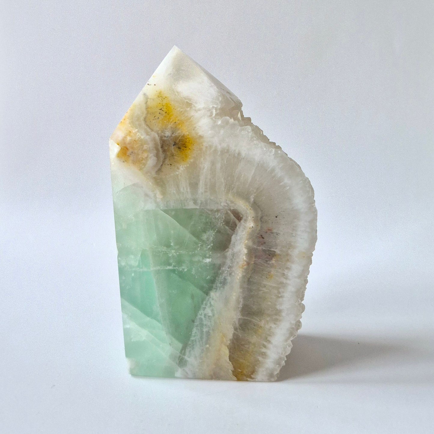 Groene Fluoriet Punt – Ruw & Gepolijst | Uniek Druzy Stuk 500 gram