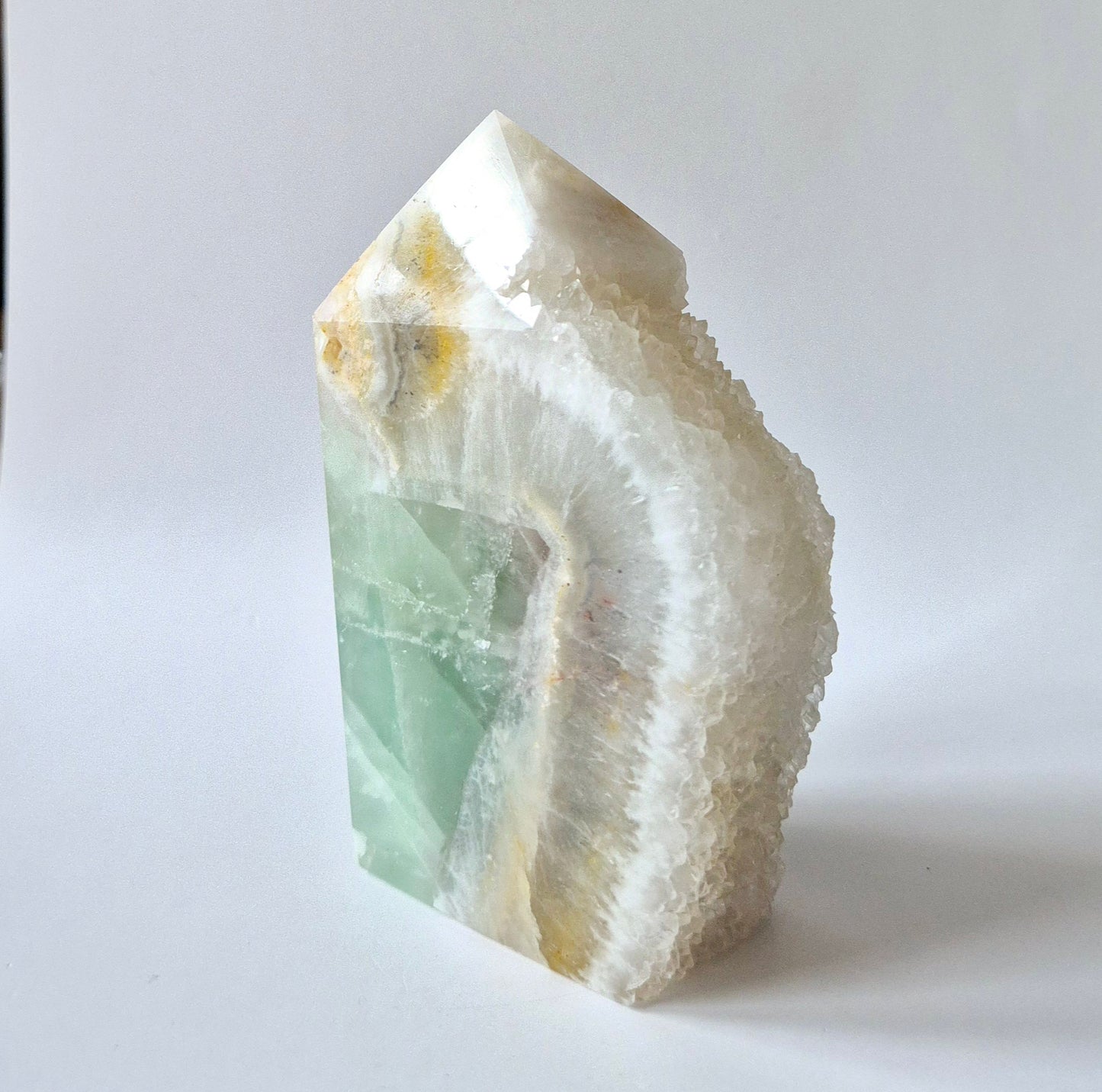 Groene Fluoriet Punt – Ruw & Gepolijst | Uniek Druzy Stuk 500 gram